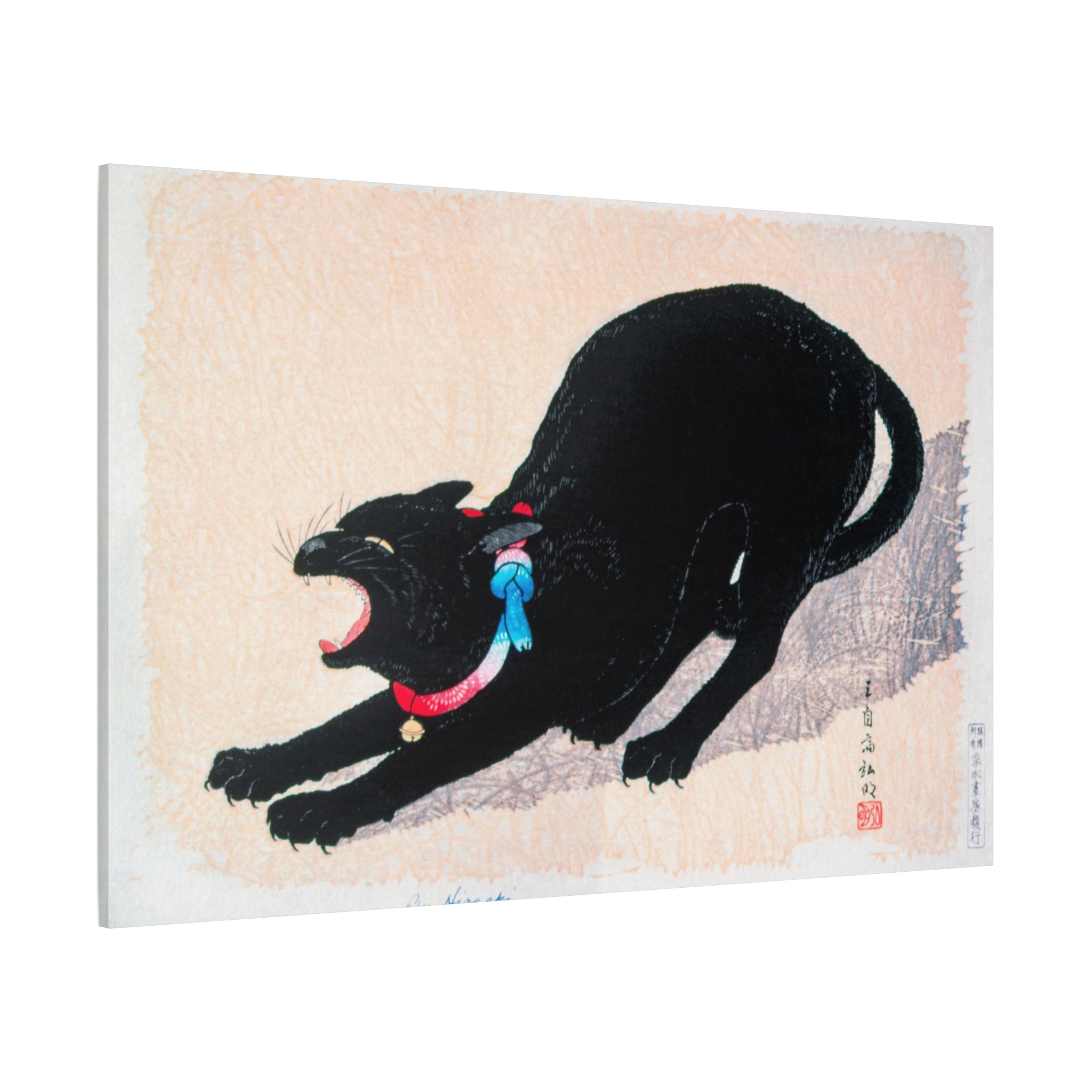 canvas-print-wall-art-black-cat-hissing-by-hiroaki-takahashi-living-room-decor-japanese-art-home-wall-decor