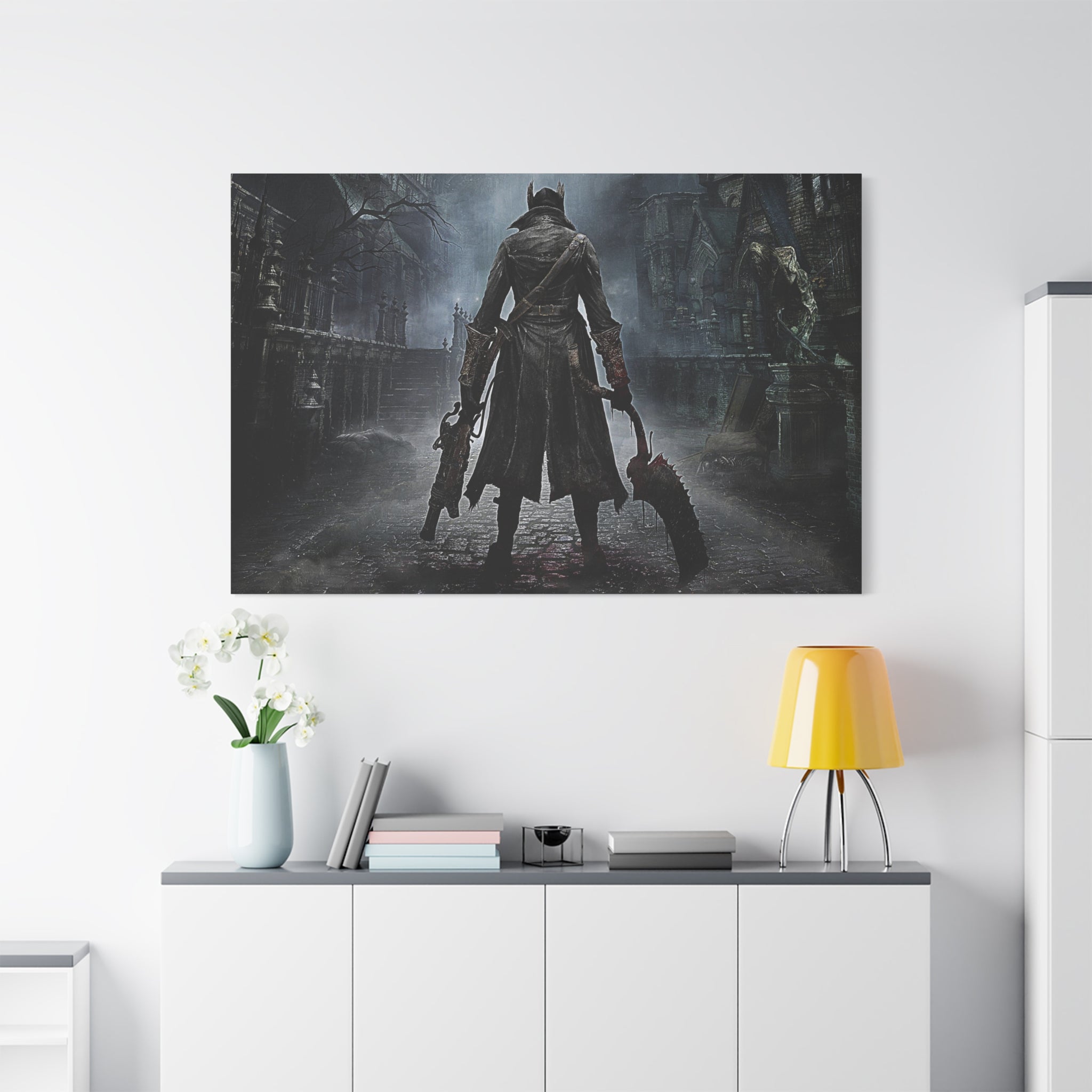 Bloodborne The Hunter Canvas Wall Art, Game Weapons, Home Wall Decor, Game Wall Art Print, Gothic Art