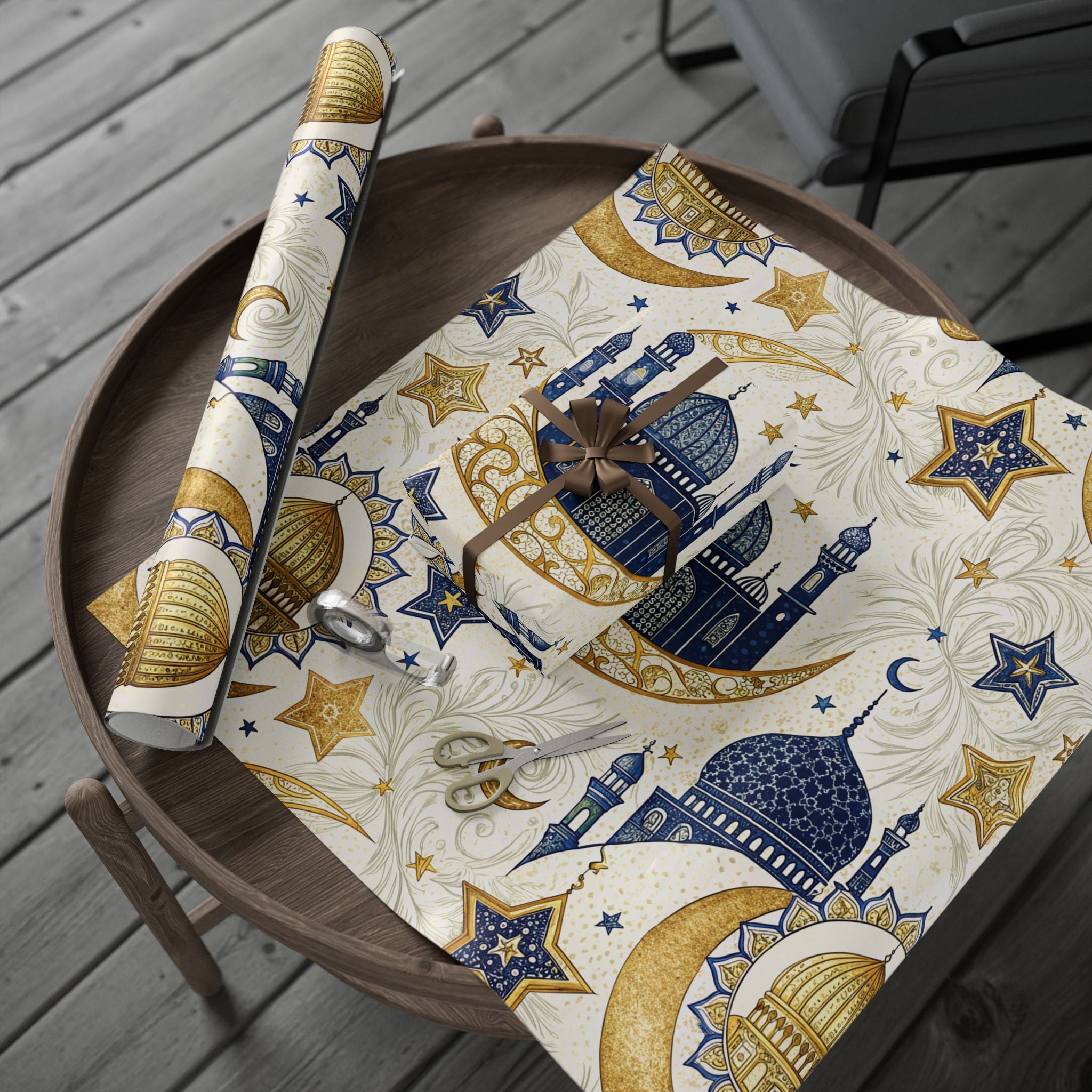 ramadan-night-wrapping-papers-islamic-crescent-moon-gift-wrap-mosque-silhouette-eid-holiday-supplies-festive-present-packagin