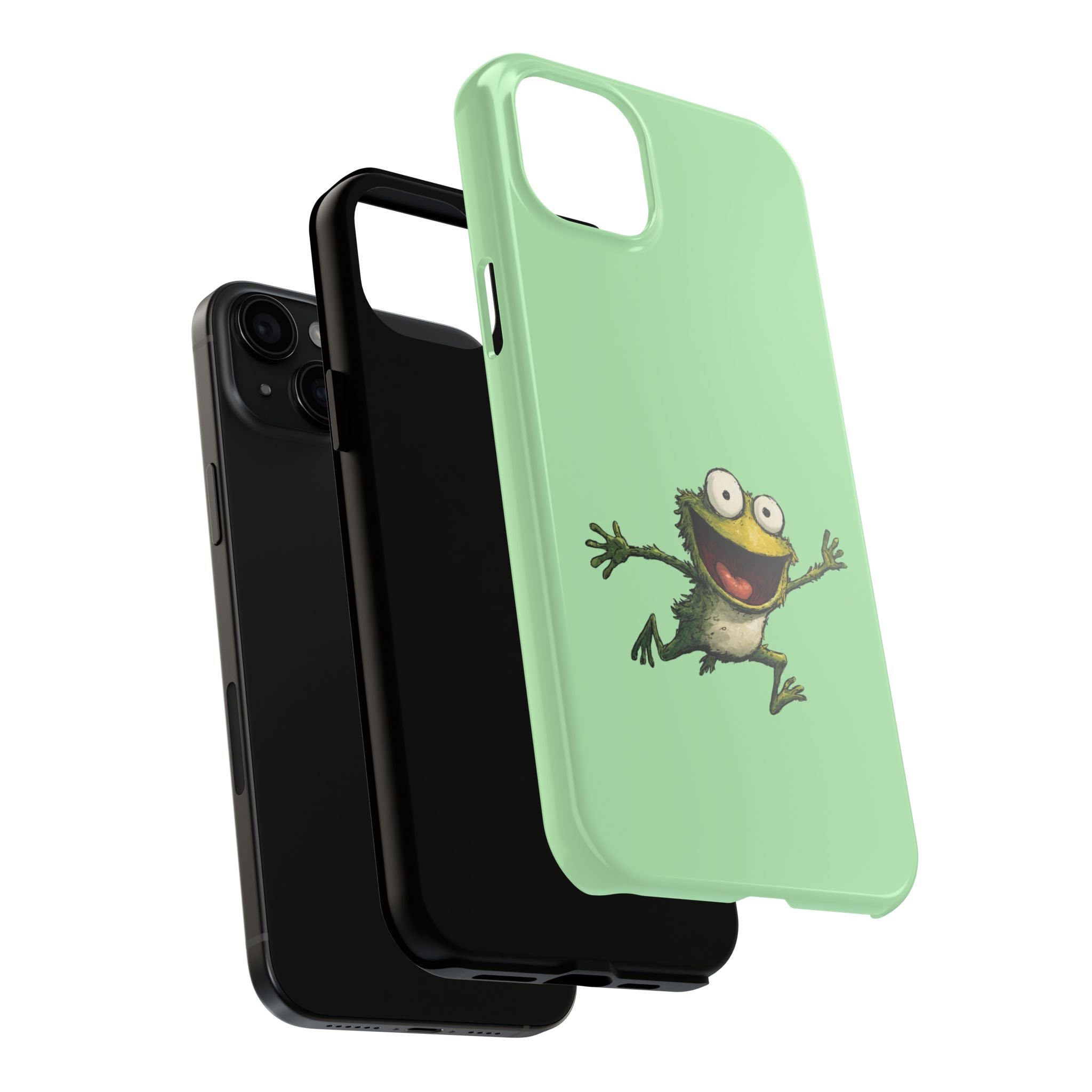 Quirky Funny Frog iPhone Tough Case - Kawaii Animal Phone Cover - Frog Protective Phone Cover - Green iPhone Case