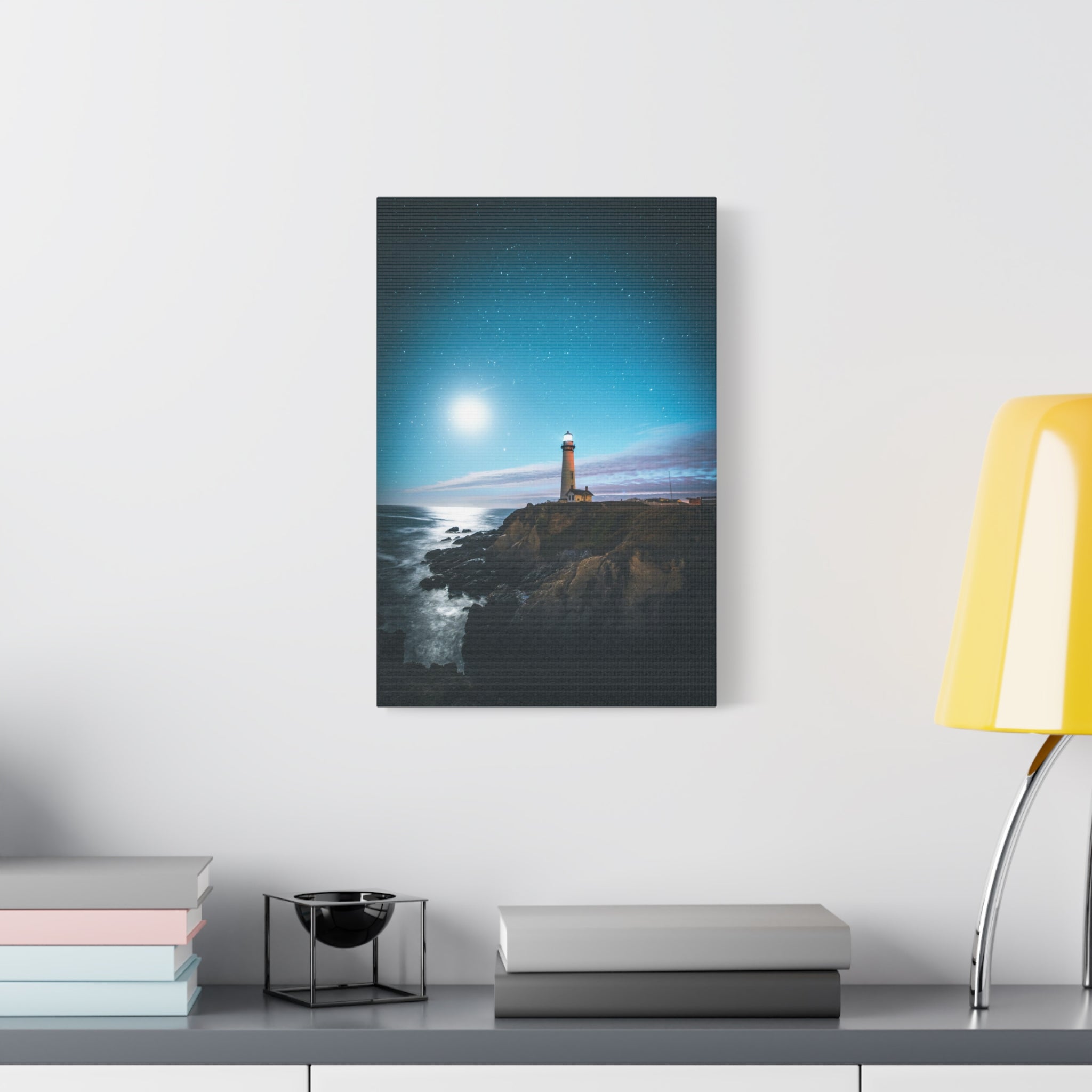 canvas-print-lighthouse-on-rock-matte-canvas-stretched-1-25-inch-coastal-wall-art-nautical-decor-beach-house-decoration-seasi