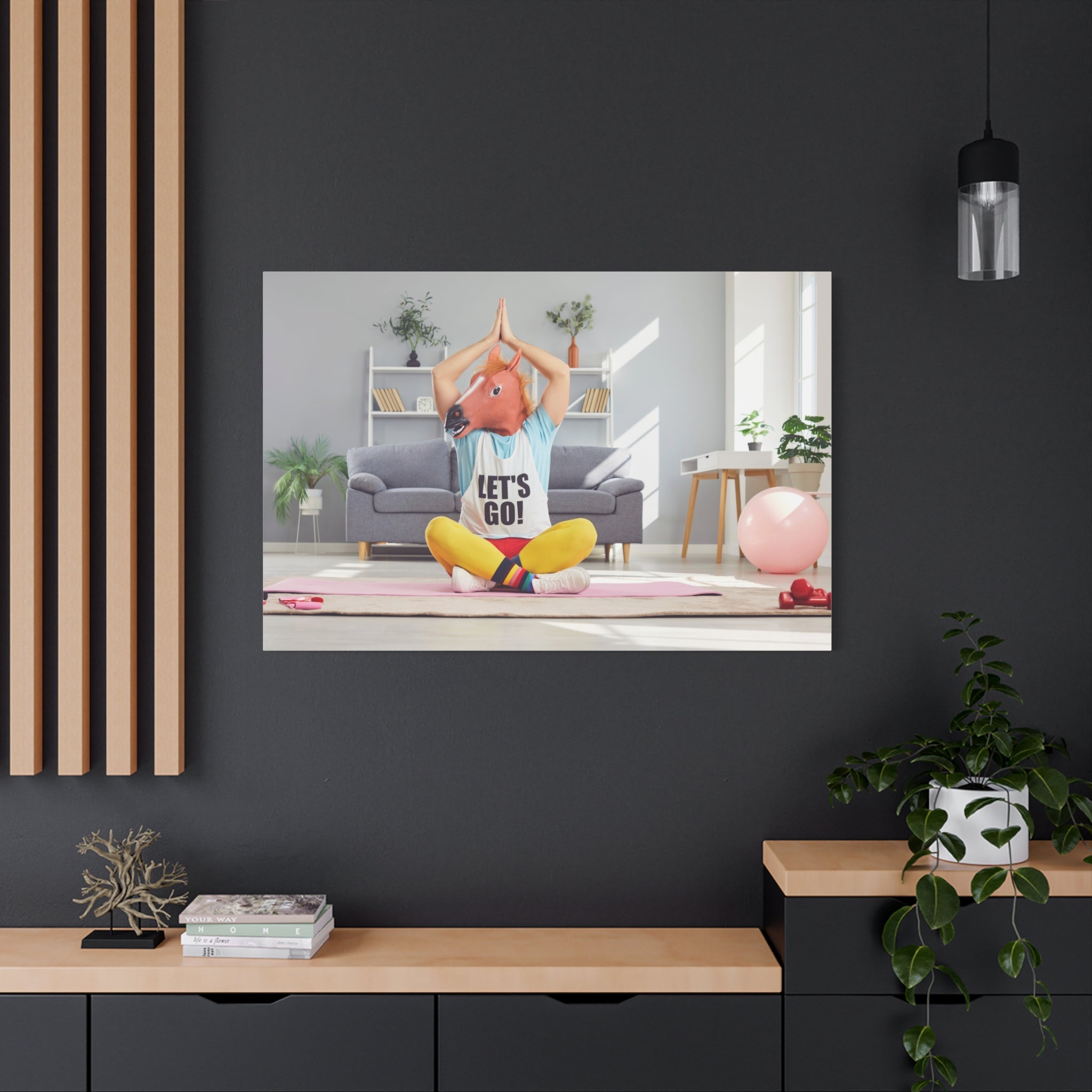 yoga-canvas-funny-horse-mask-matte-wall-art-stretched-decoration-home-decor-gift-poster-print-artwork