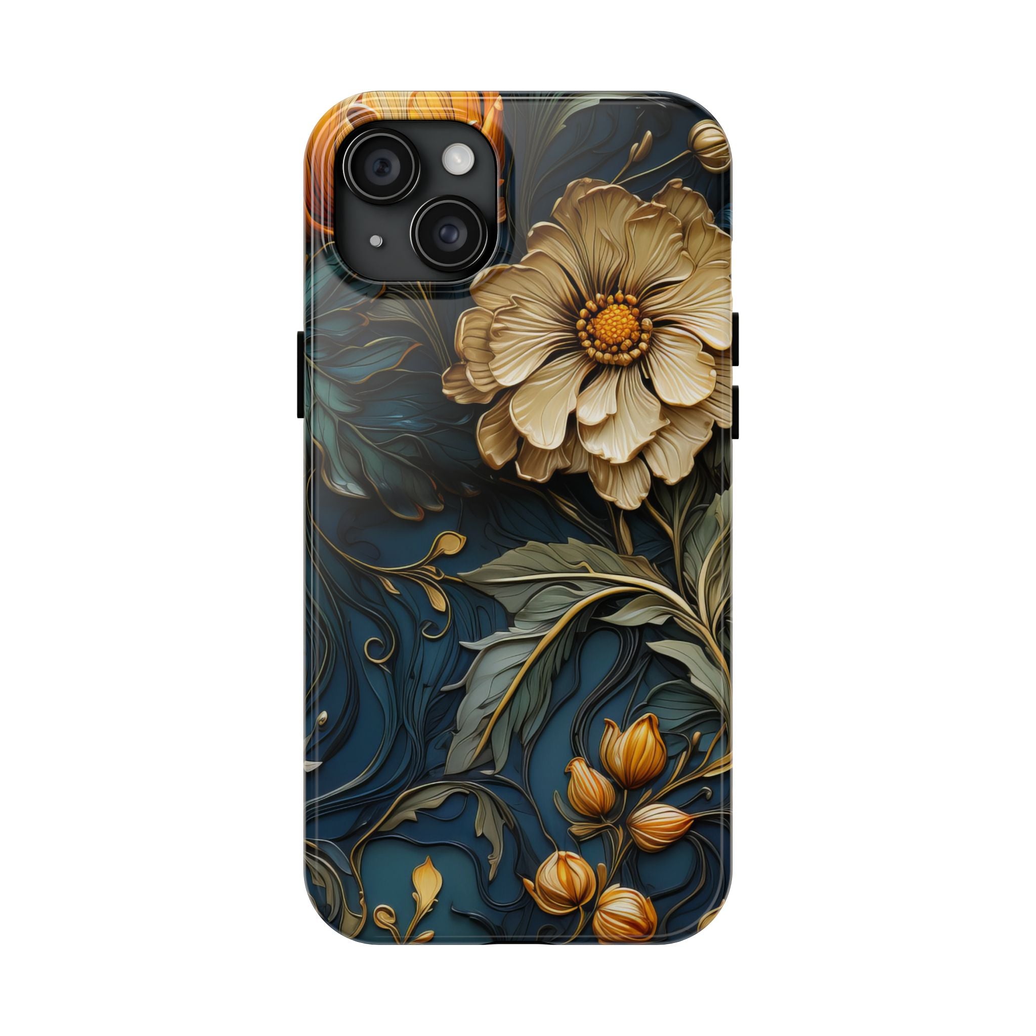 textured-art-nouveau-floral-tough-phone-case-cottagecore-iphone-case-unique-floral-phone-cover-vintage-style-iphone-case-prot