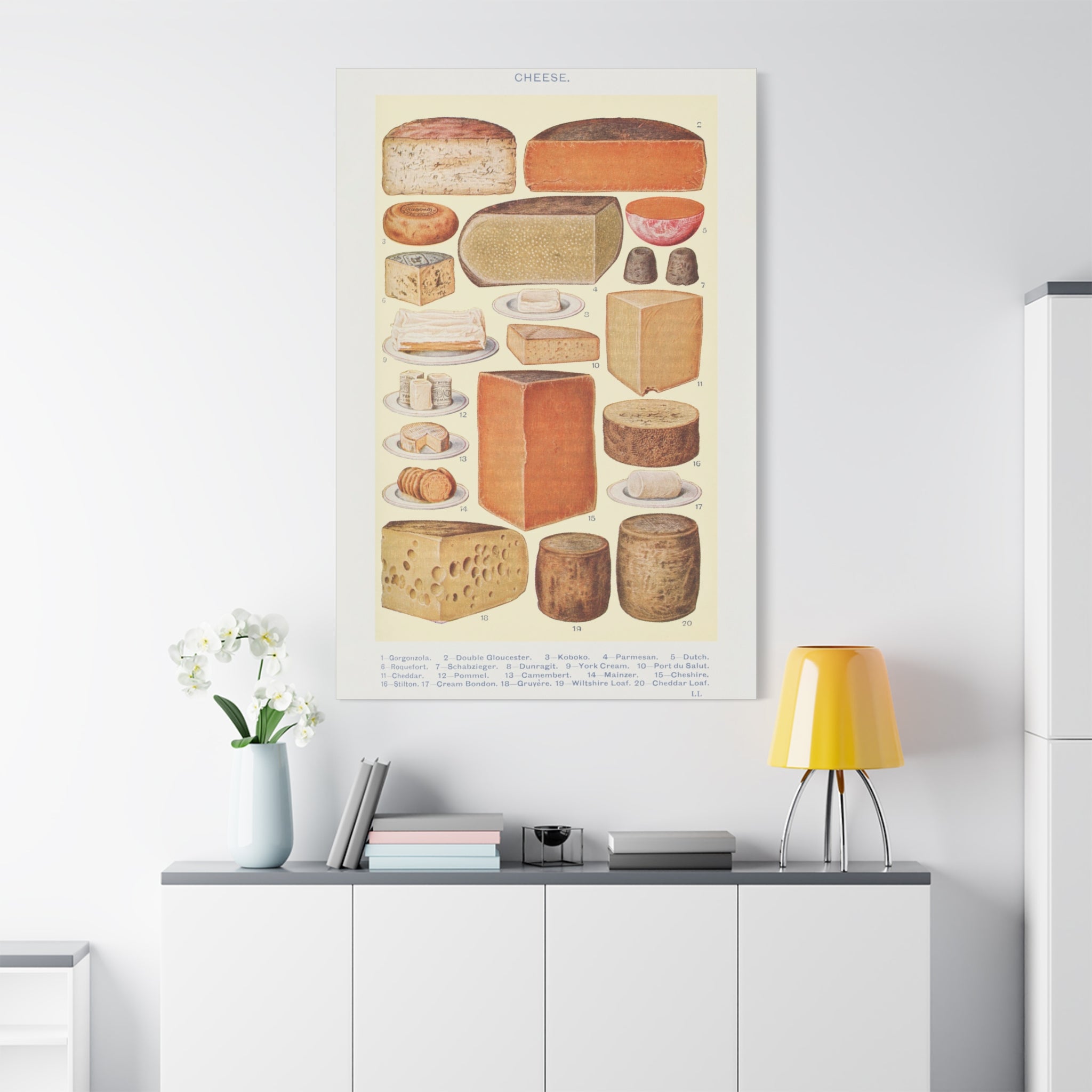 canvas-print-cheese-table-wall-art-gorgonzola-double-gloucester-koboko-parmesan-kitchen-decor-stretched-matte-canvas-vintage