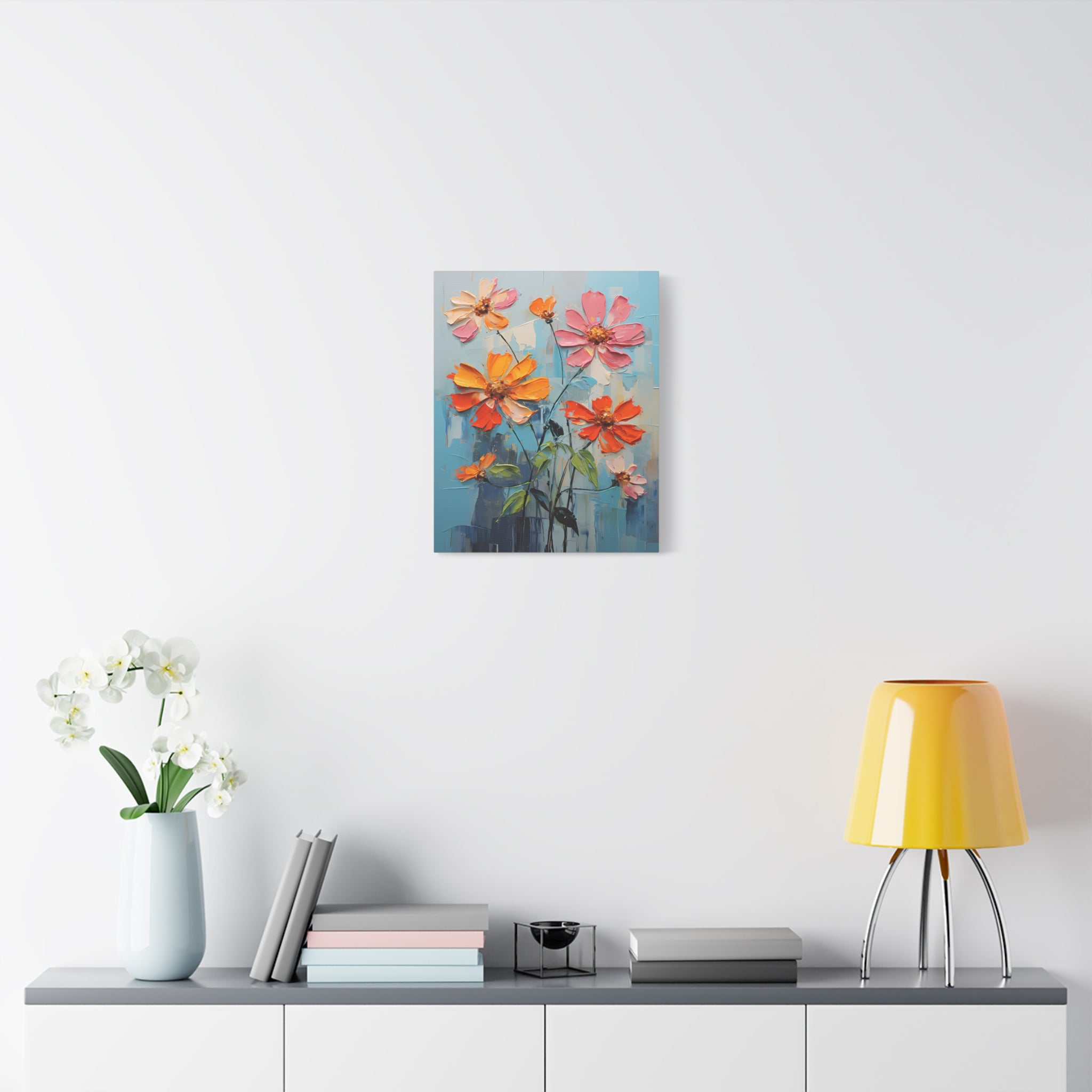 canvas-print-zinnia-flowers-impasto-matte-stretched-art-floral-wall-decor-botanical-artwork-impressionist-painting-reproducti