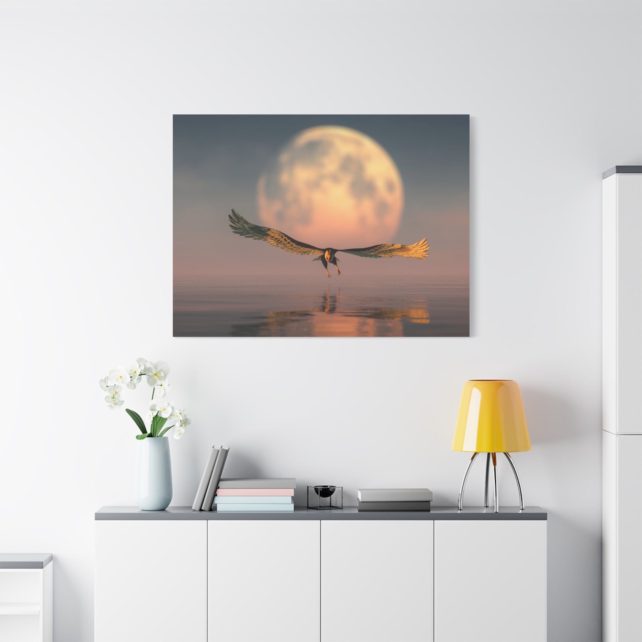 canvas-print-eagle-moon-illustration-living-room-wall-decor-stretched-matte-canvas-art-home-decor-wildlife-painting-wall-hang
