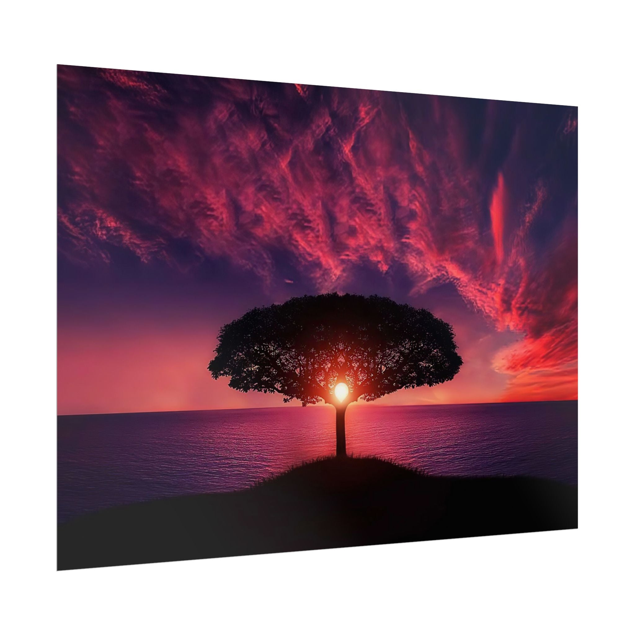 Panoramic Sunset Poster Print, Tree Wall Art, Scenery Decor, Exra Large Wall Art, Canvas Art Print, Landscape, Nature Wall Decor