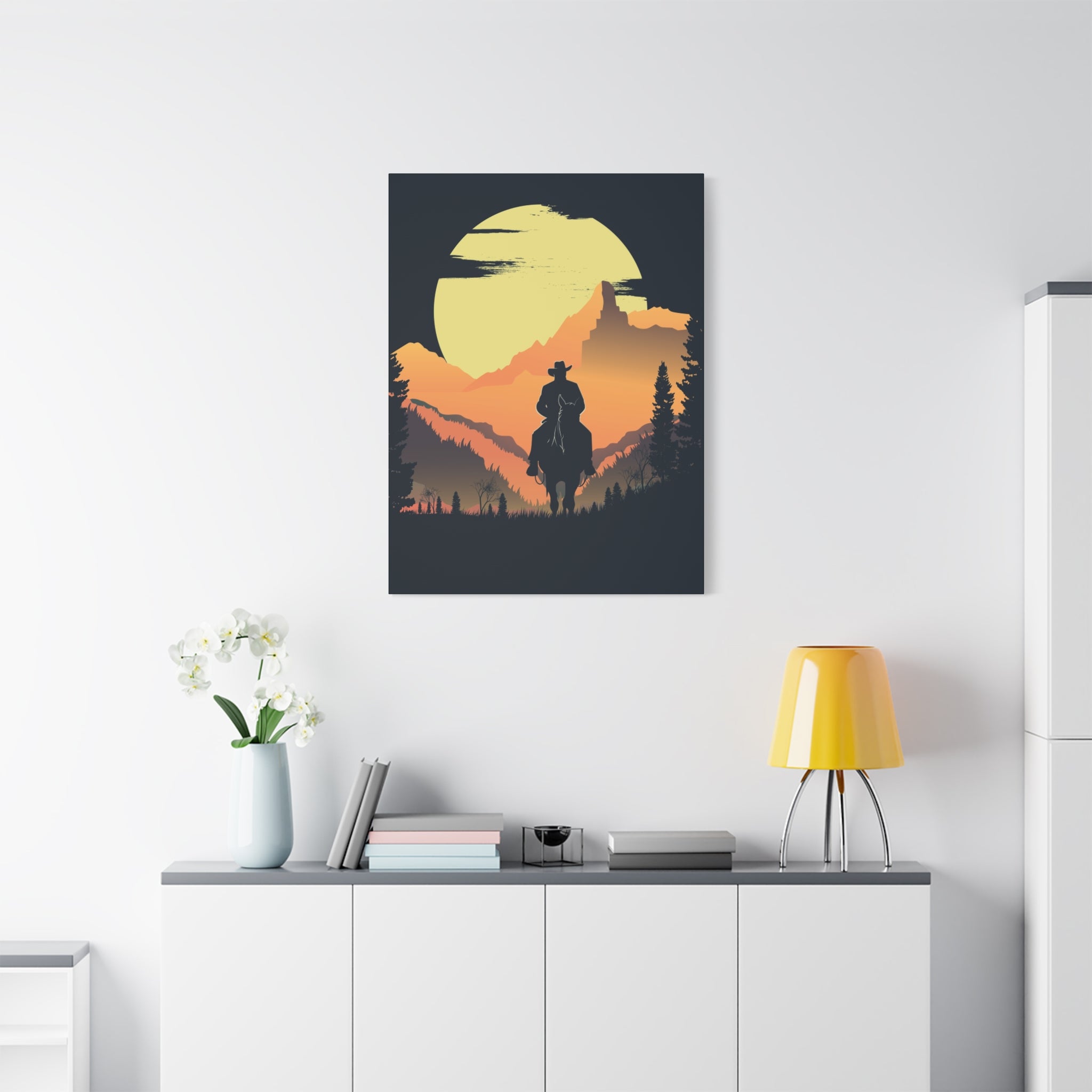 canvas-wall-art-cowboy-western-wall-decor-matte-stretched-print-rustic-southwestern-home-decoration-texas-desert-landscape