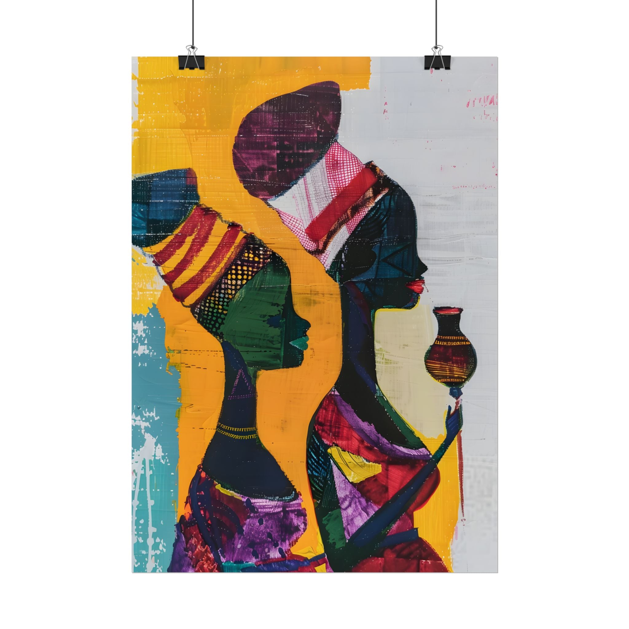 Traditional African Woman Poster Wall Art, African Portrait, Afrocentric, Tribal Home Art, Afro American Art, Ethnic Wall Decor