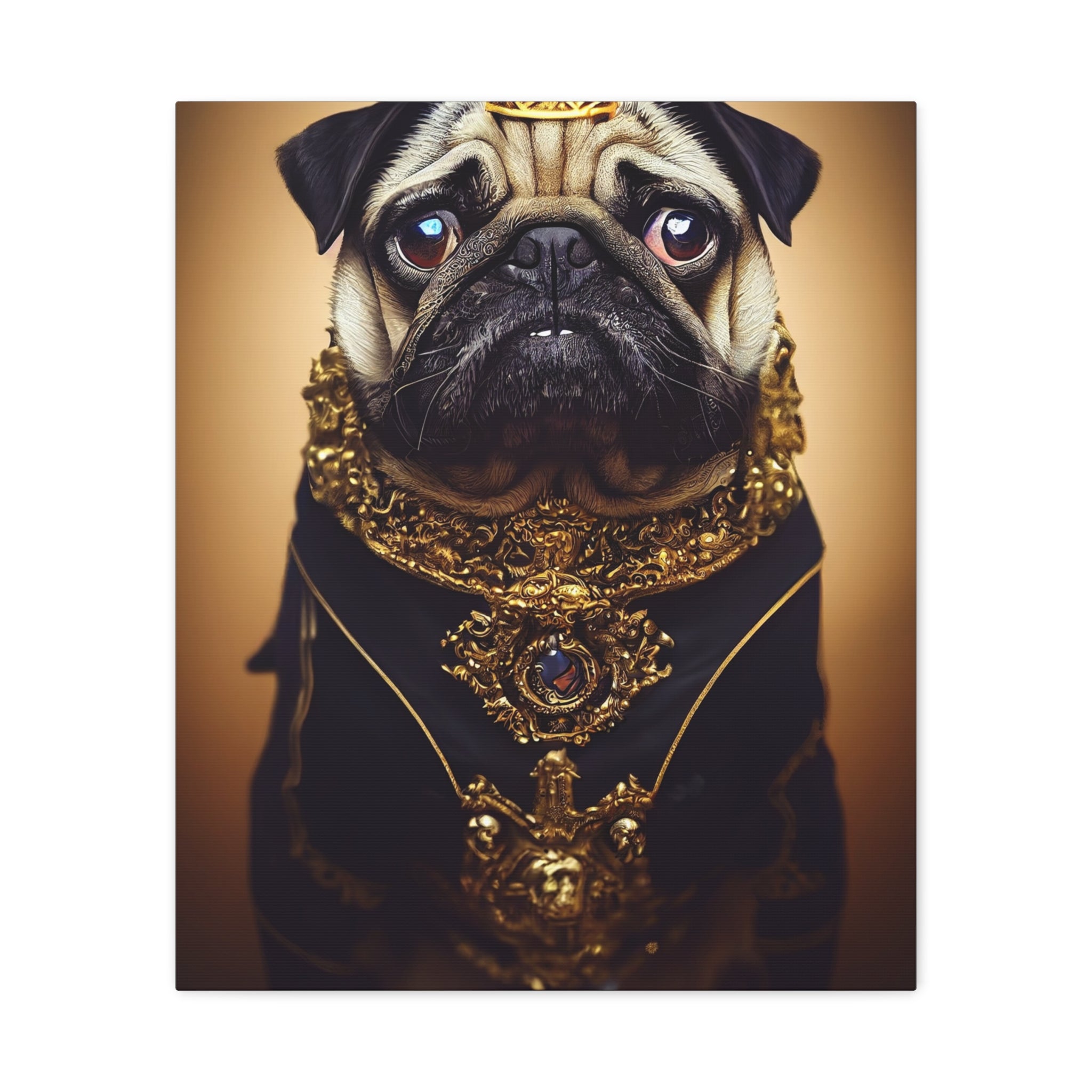 canvas-print-pug-crown-funny-jewelry-wall-art-decor-stretched-matte-canvas-home-living-room-decoration-dog-lover-gift-animal-