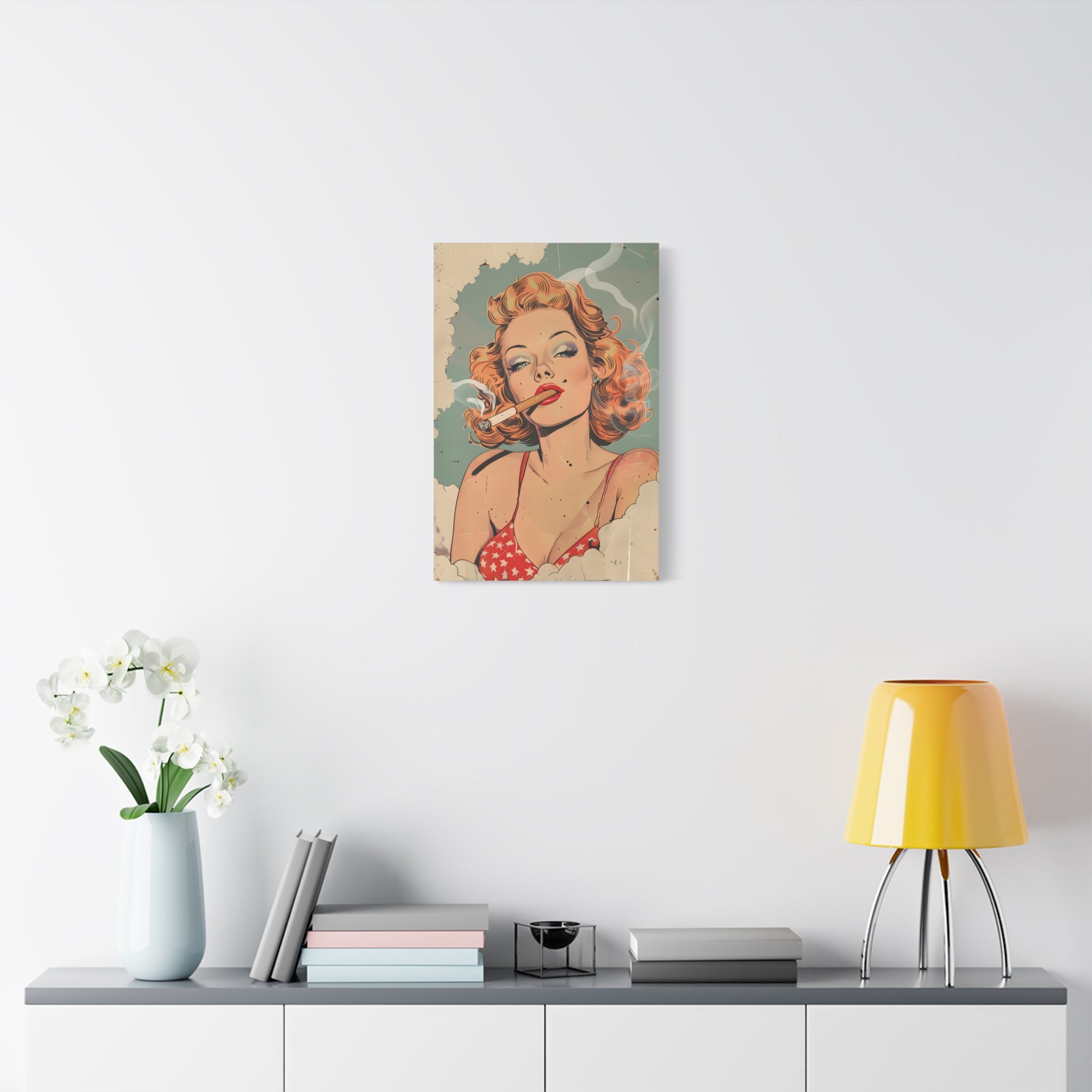 vintage-pin-up-girl-canvas-print-matte-canvas-stretched-wall-art-retro-pinup-poster-pin-up-illustration-home-decor-wall-hangi