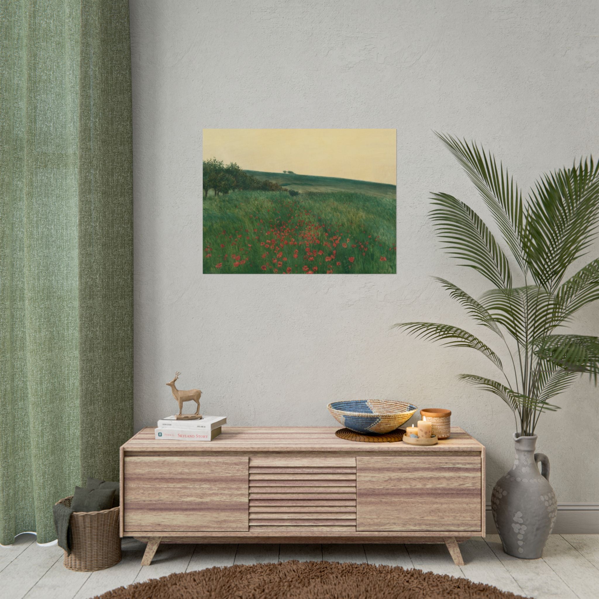 Frantisek Kavan, Fields Poster Print, Fields Landscape Painting, Red Poppies, Rustic Canvas Wall Art, Farmhouse Wall Decor