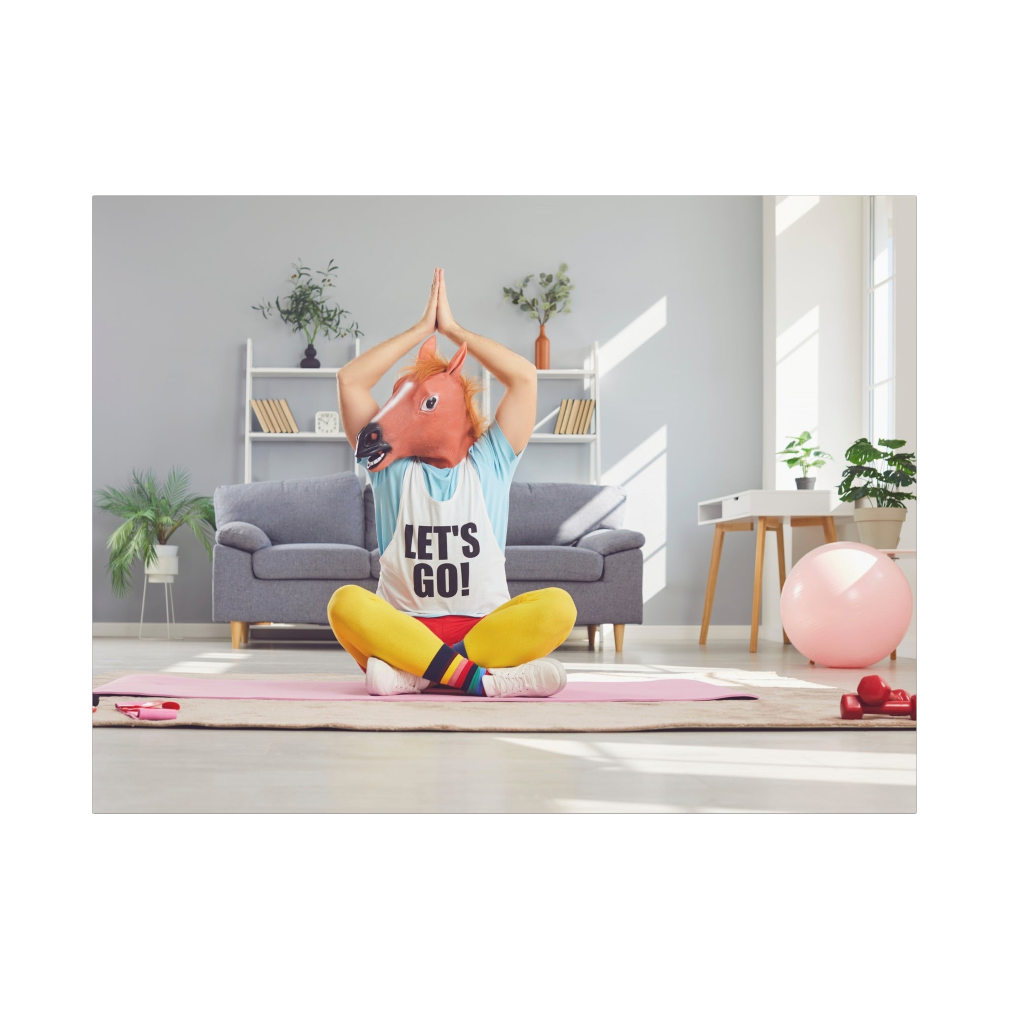 yoga-canvas-funny-horse-mask-matte-wall-art-stretched-decoration-home-decor-gift-poster-print-artwork