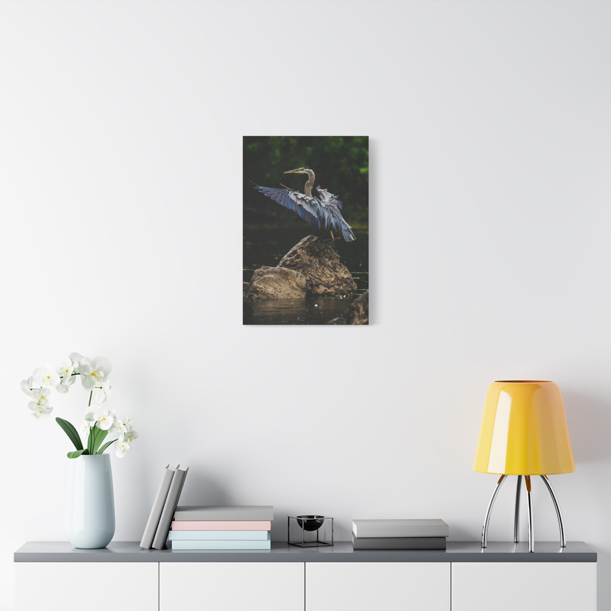 canvas-print-wall-art-great-blue-heron-matte-canvas-stretched-home-decor-bird-lover-gift-nature-wall-hanging-wildlife