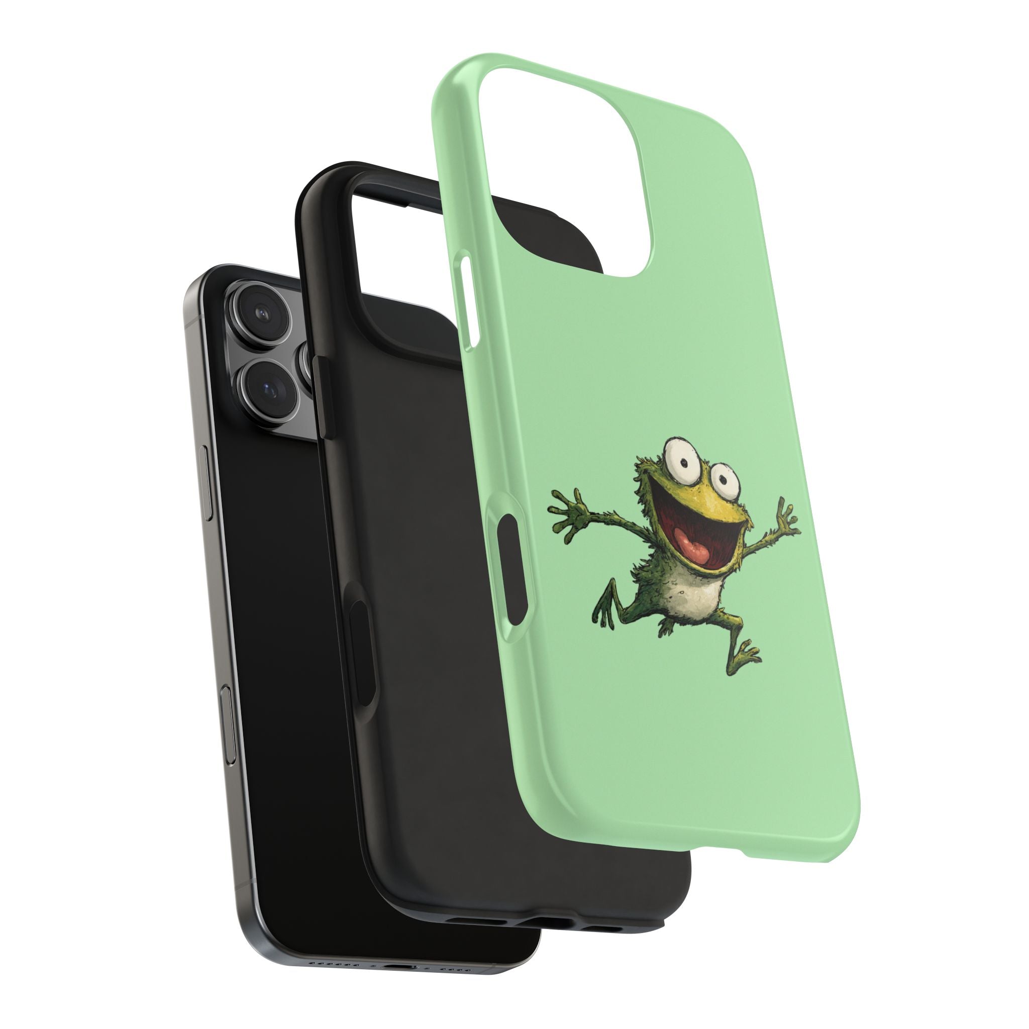 Quirky Funny Frog iPhone Tough Case - Kawaii Animal Phone Cover - Frog Protective Phone Cover - Green iPhone Case