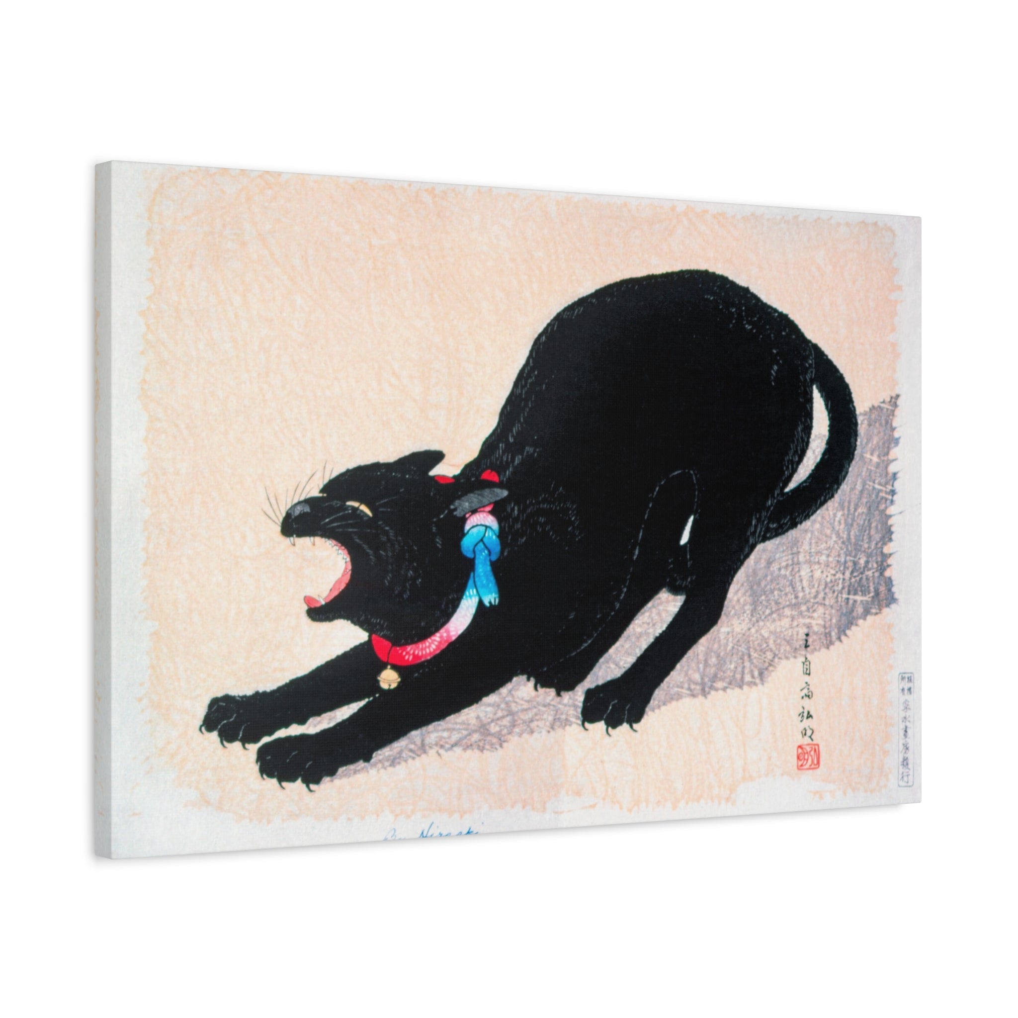 canvas-print-wall-art-black-cat-hissing-by-hiroaki-takahashi-living-room-decor-japanese-art-home-wall-decor