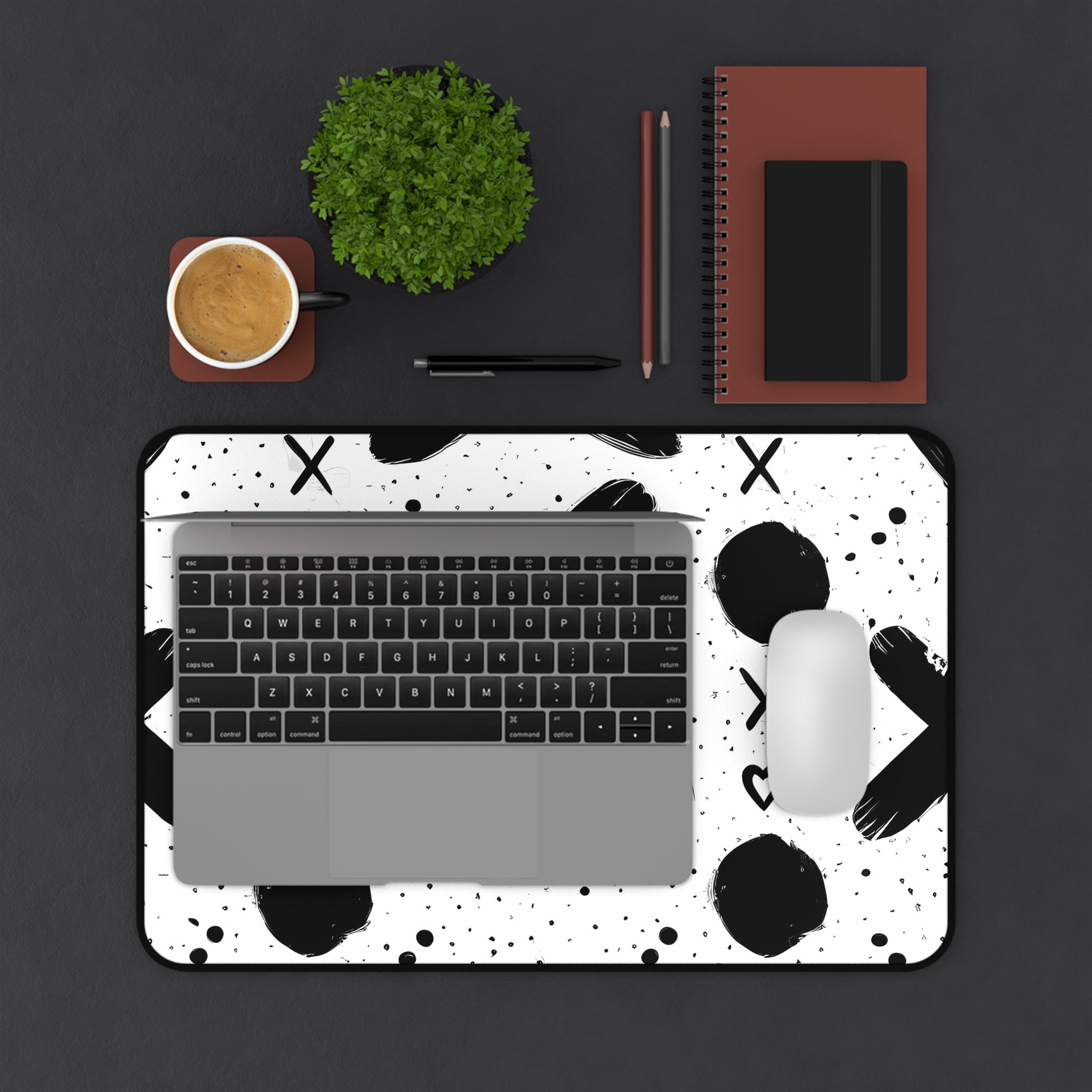 xo-monochrome-mouse-pad-black-and-white-face-desk-mat-sleek-black-and-white-desk-pad-modern-minimalist-mouse-pad