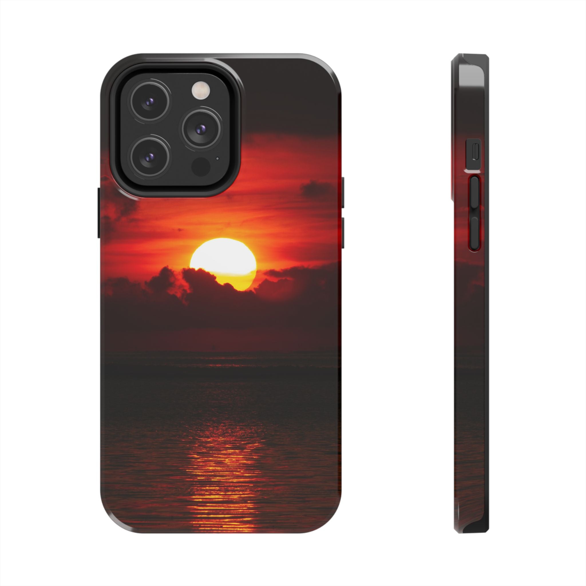iPhone Tough Case - Red Sunset, Protective Phone Cover, Durable Smartphone Case, Hard Shell Phone Case, Sunset Lover Gift, Red Phone