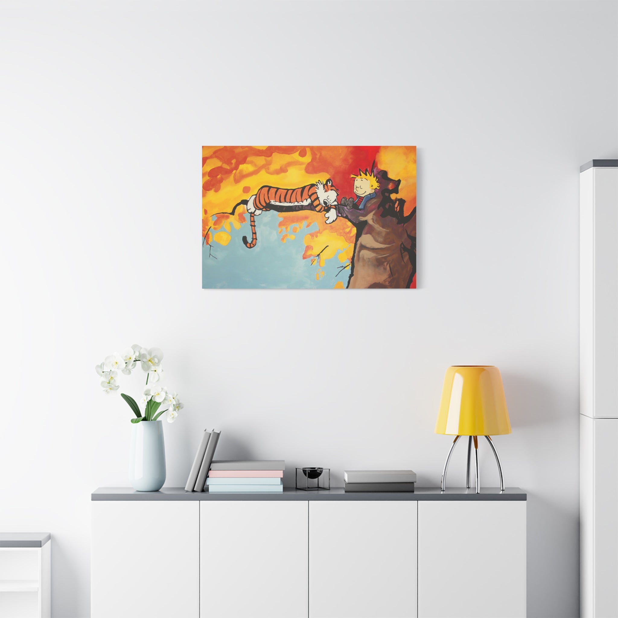 Calvin and Hobbes Canvas Wall Art - Nostalgic Comic Strip Poster for Nursery & Kids Room Decor - Friendship Theme Gift Idea