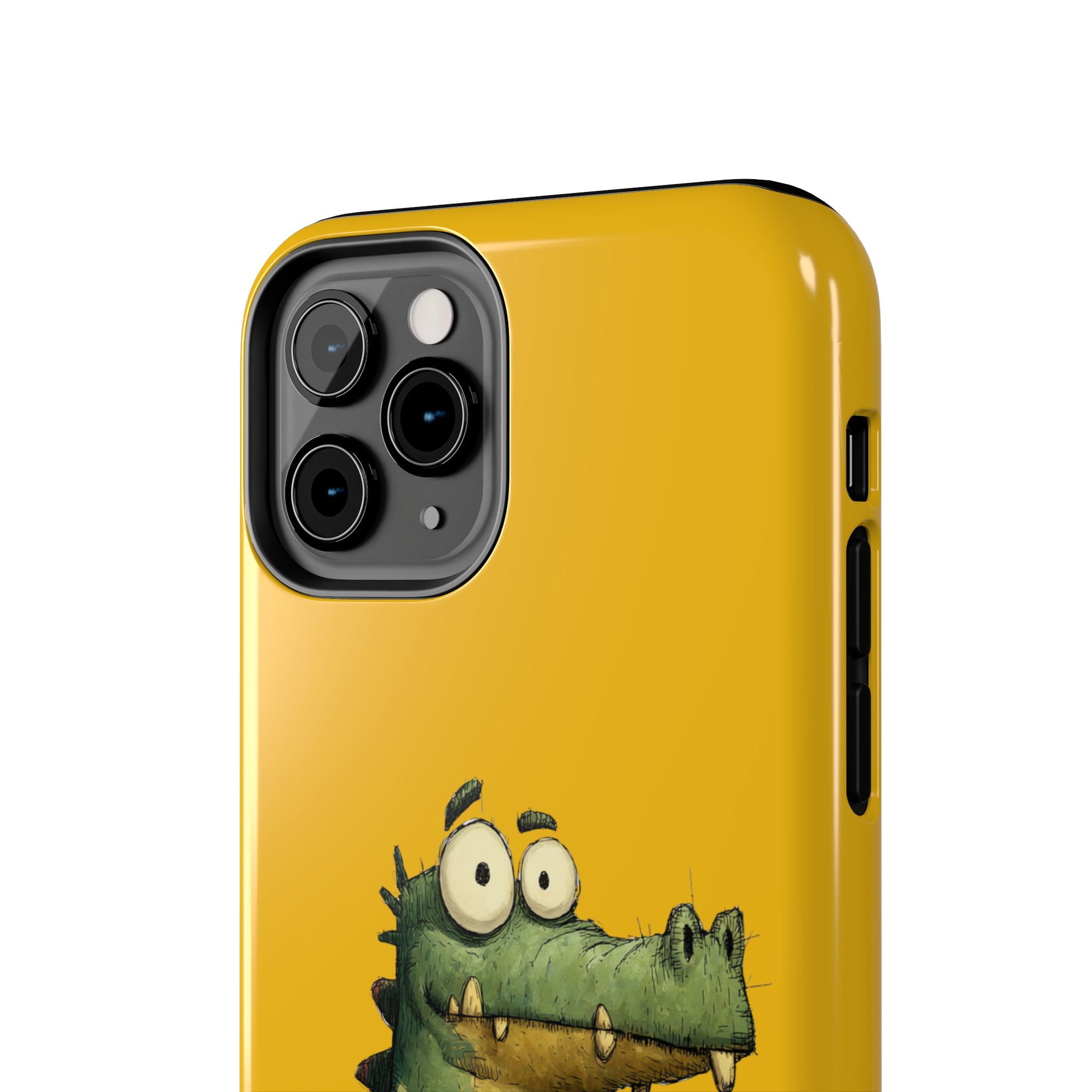 Quirky Funny Alligator iPhone Tough Case - Kawaii Animal Phone Cover - Crocodile Protective Phone Cover - Yellow iPhone Case