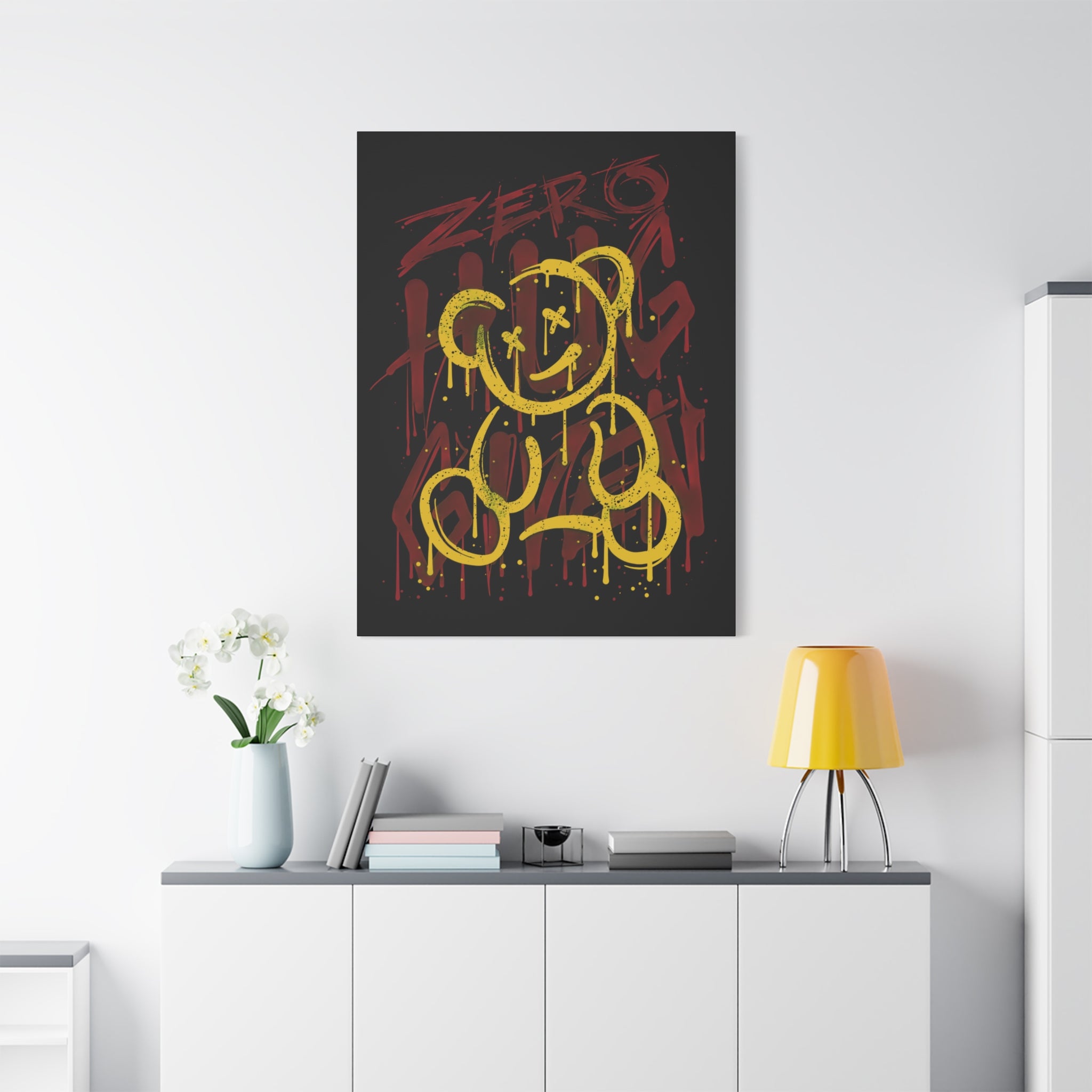 canvas-art-zero-hug-given-teddy-bear-print-graffiti-wall-art-fun-wall-art-moody-wall-art-canvas-print-canvas-wall-decor