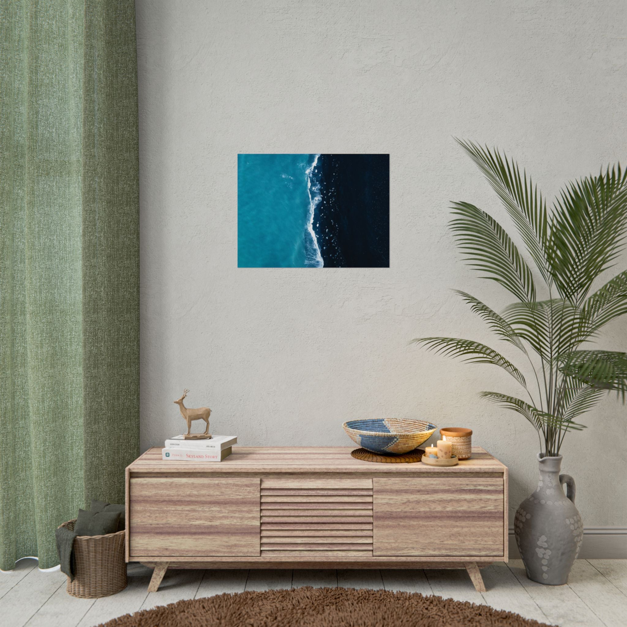 ocean-minimalist-decor-poster-print-beach-wall-art-coastal-photography-blue-ocean-print-sand-landscape-home-office-decoration