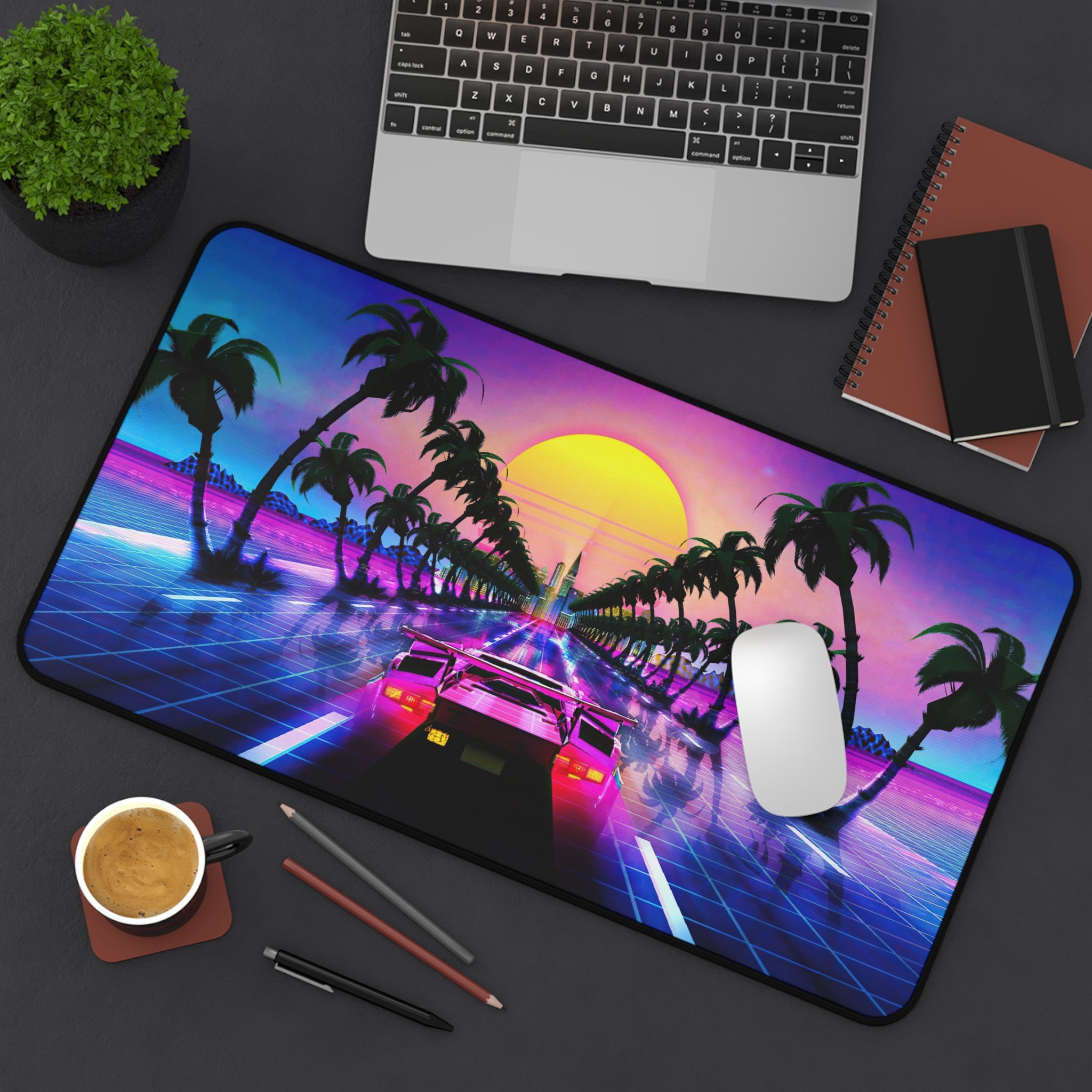 sports-car-sci-fi-palm-tree-vaporwave-mouse-pad-retrowave-city-desk-mat-neon-synthwave-desk-pad-vaporwave-neon-colors