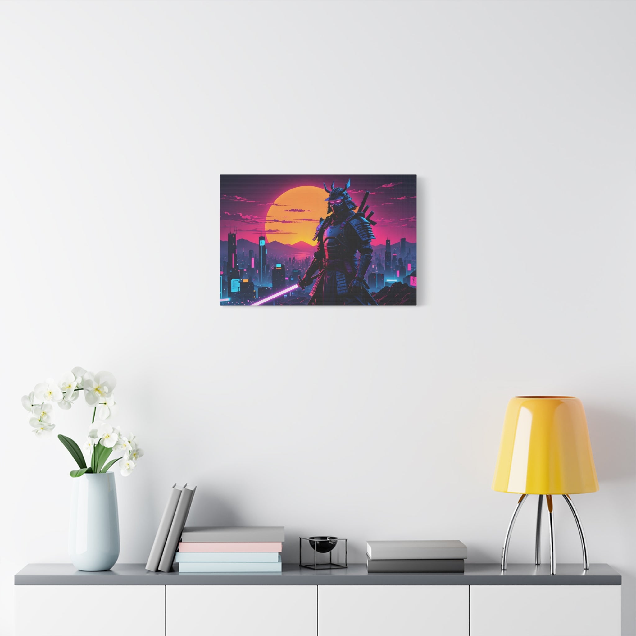 canvas-print-samurai-retrowave-synthawave-wall-art-poster-gift-for-anime-fans-home-decor-japanese-art-retro-aesthetic-dorm-ro