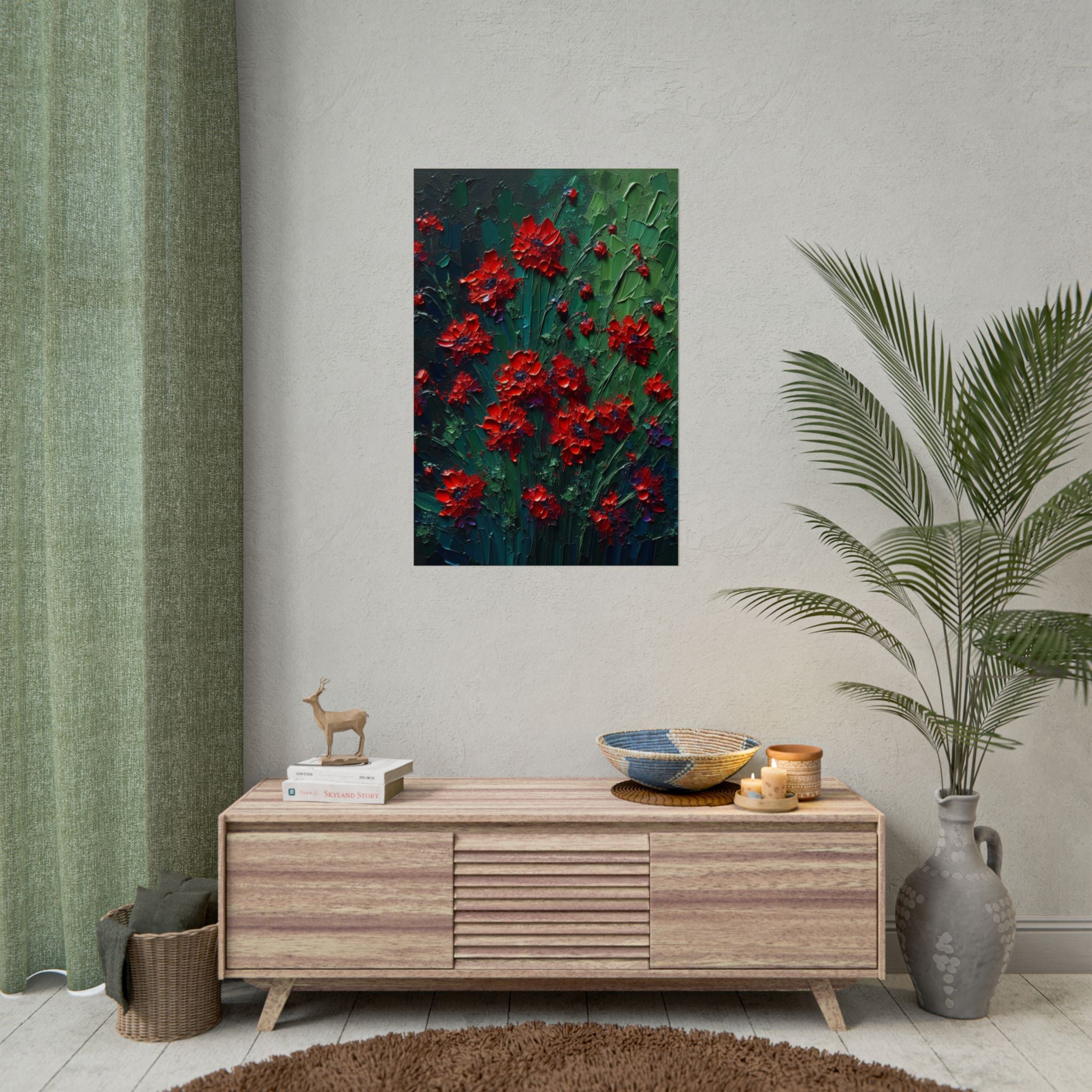 red-wildflowers-poster-print-impasto-oil-painting-look-stretched-wall-art-home-decor-floral-print-gift-for-nature-lover
