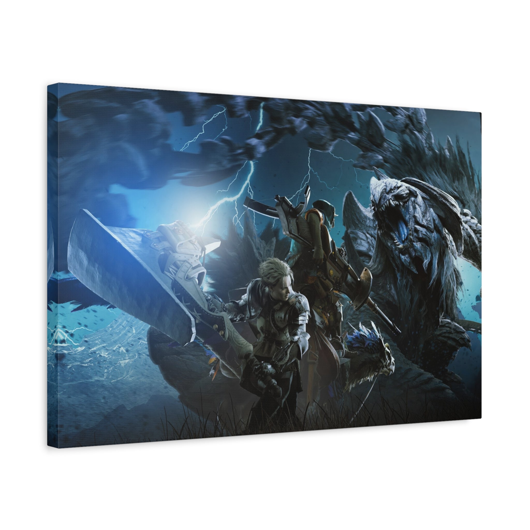 canvas-print-monster-hunter-wall-art-matte-print-stretched-canvas-1-25-home-decor-gaming-art-gamer-gift-video-game-art-hunter