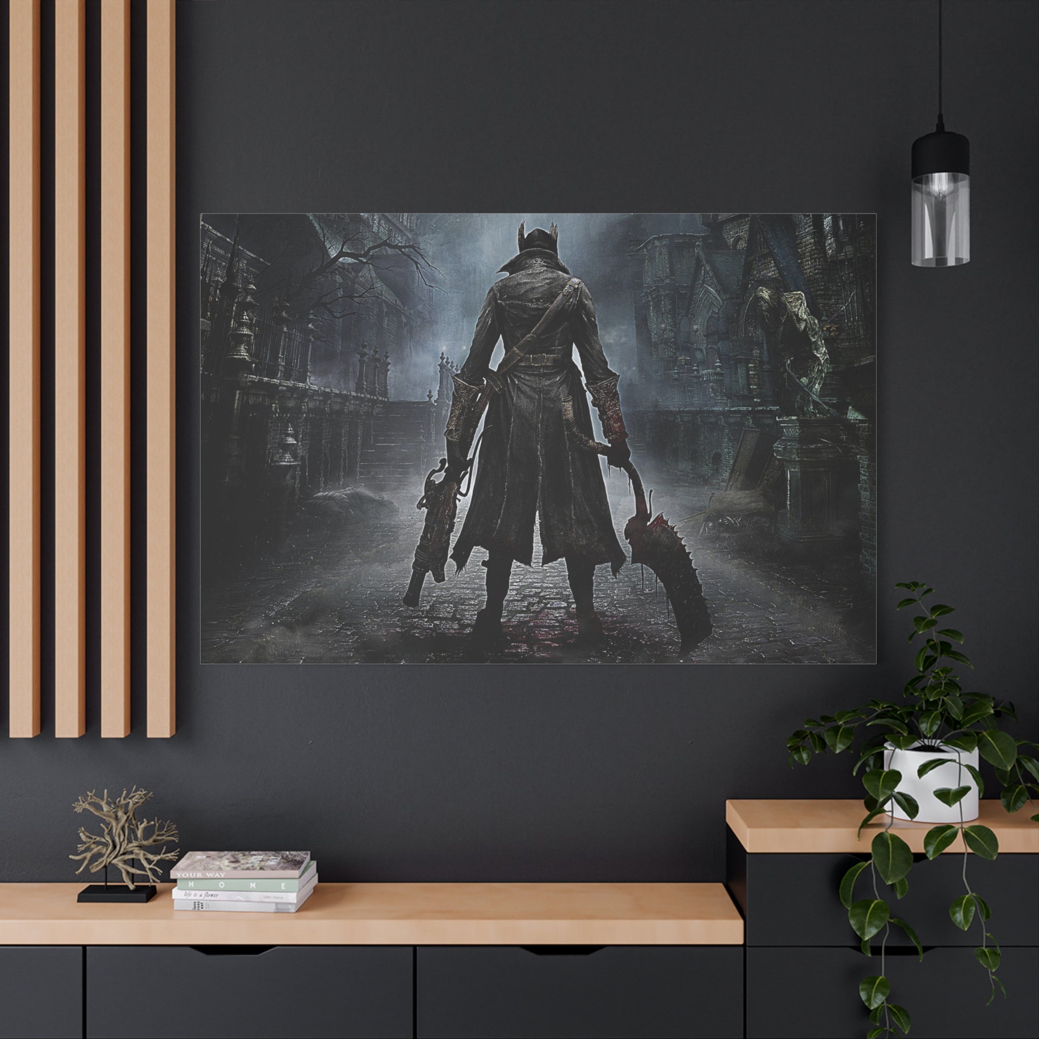 Bloodborne The Hunter Canvas Wall Art, Game Weapons, Home Wall Decor, Game Wall Art Print, Gothic Art