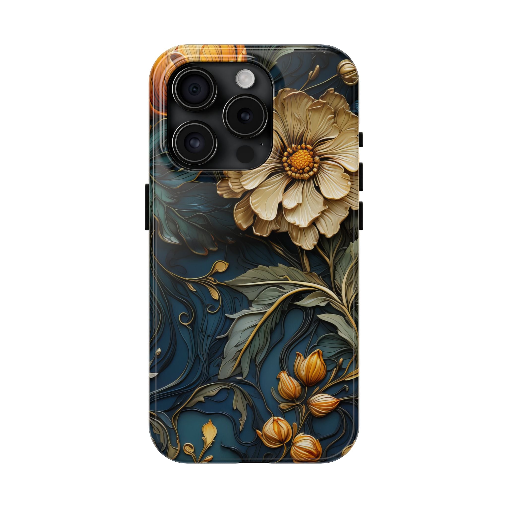 textured-art-nouveau-floral-tough-phone-case-cottagecore-iphone-case-unique-floral-phone-cover-vintage-style-iphone-case-prot