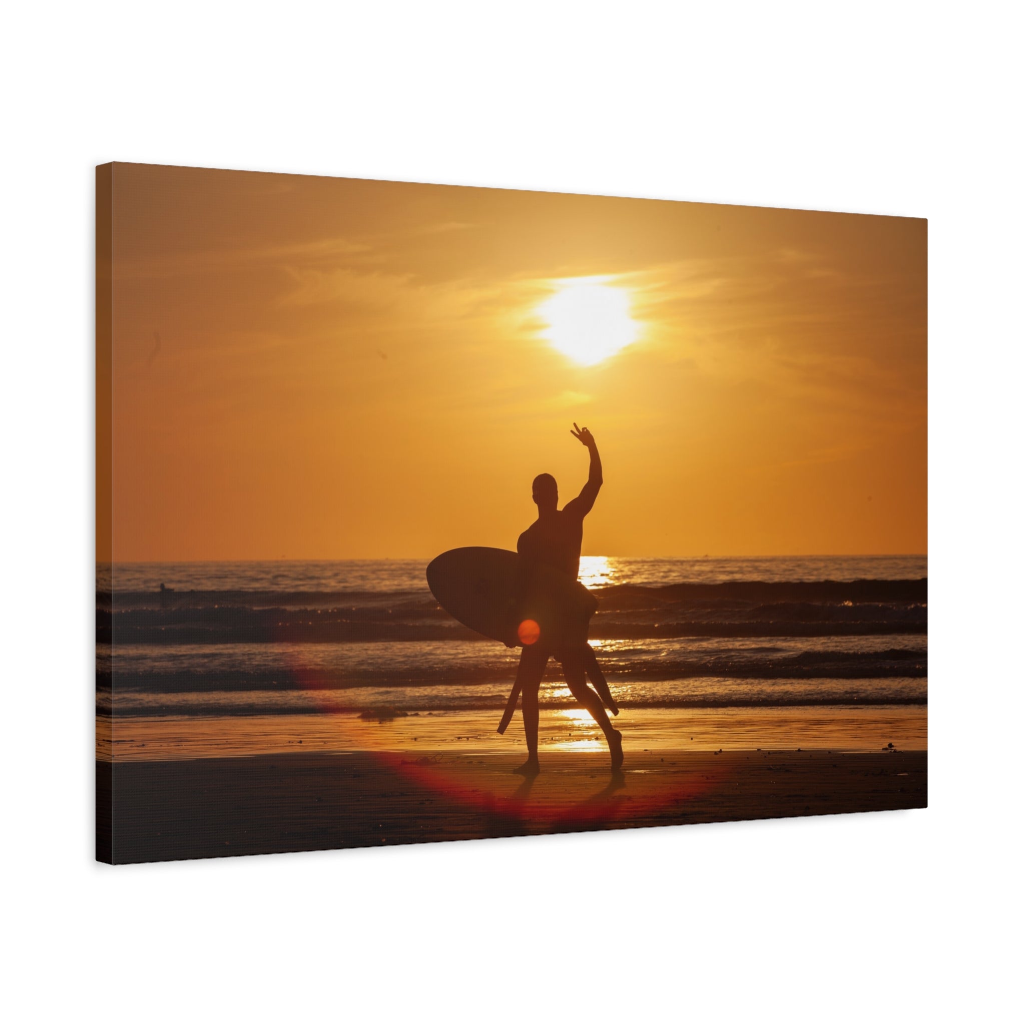 canvas-wall-art-print-beach-surfing-sunset-silhouette-decor-matte-stretched-coastal-home-decoration-ocean-waves-picture