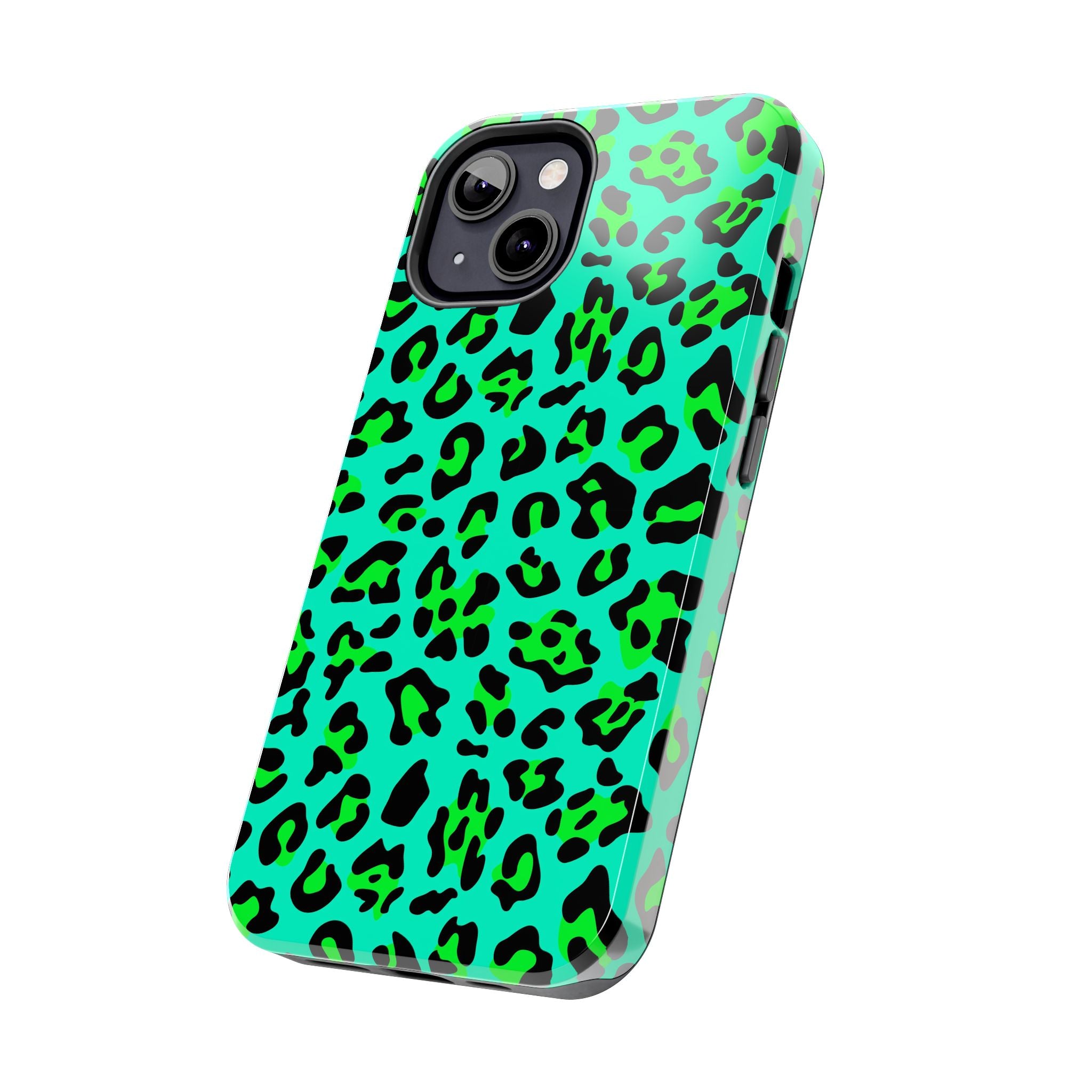 neon-green-teal-leopard-iphone-tough-case-stylish-phone-cover-protective-cellphone-case-trendy-smartphone-accessory-gift-for-