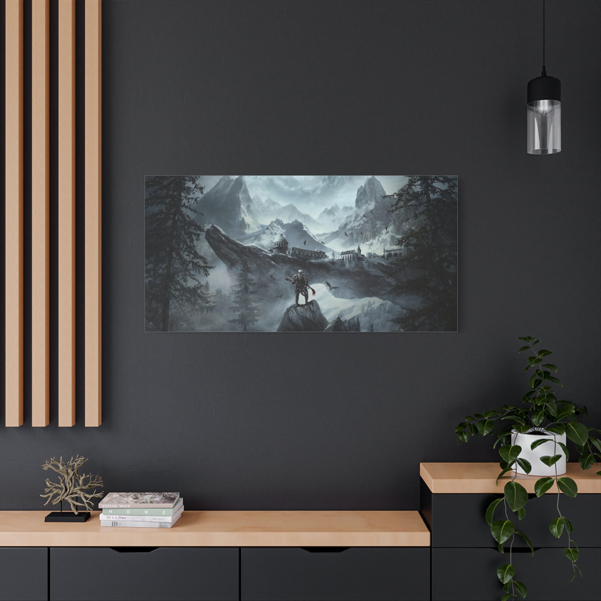 The Elder Scrolls Skyrim Canvas Wall Art - Dragon Game Canvas Print Room Decor, Viking Warrior Gaming Wall Art, Skyrim Gift