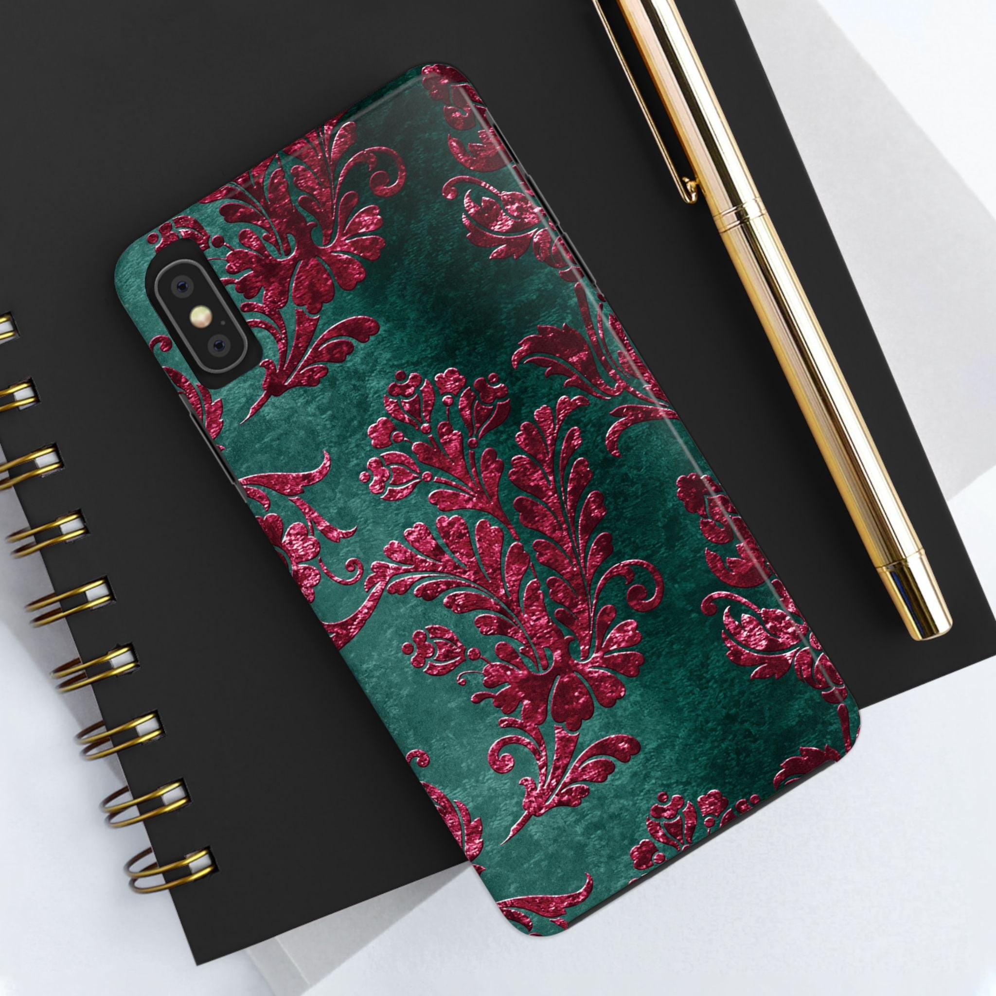 embossed-burgundy-velvet-tough-iphone-case-protective-iphone-cover-heavy-duty-iphone-case-rugged-phone-case-durable-smartphon