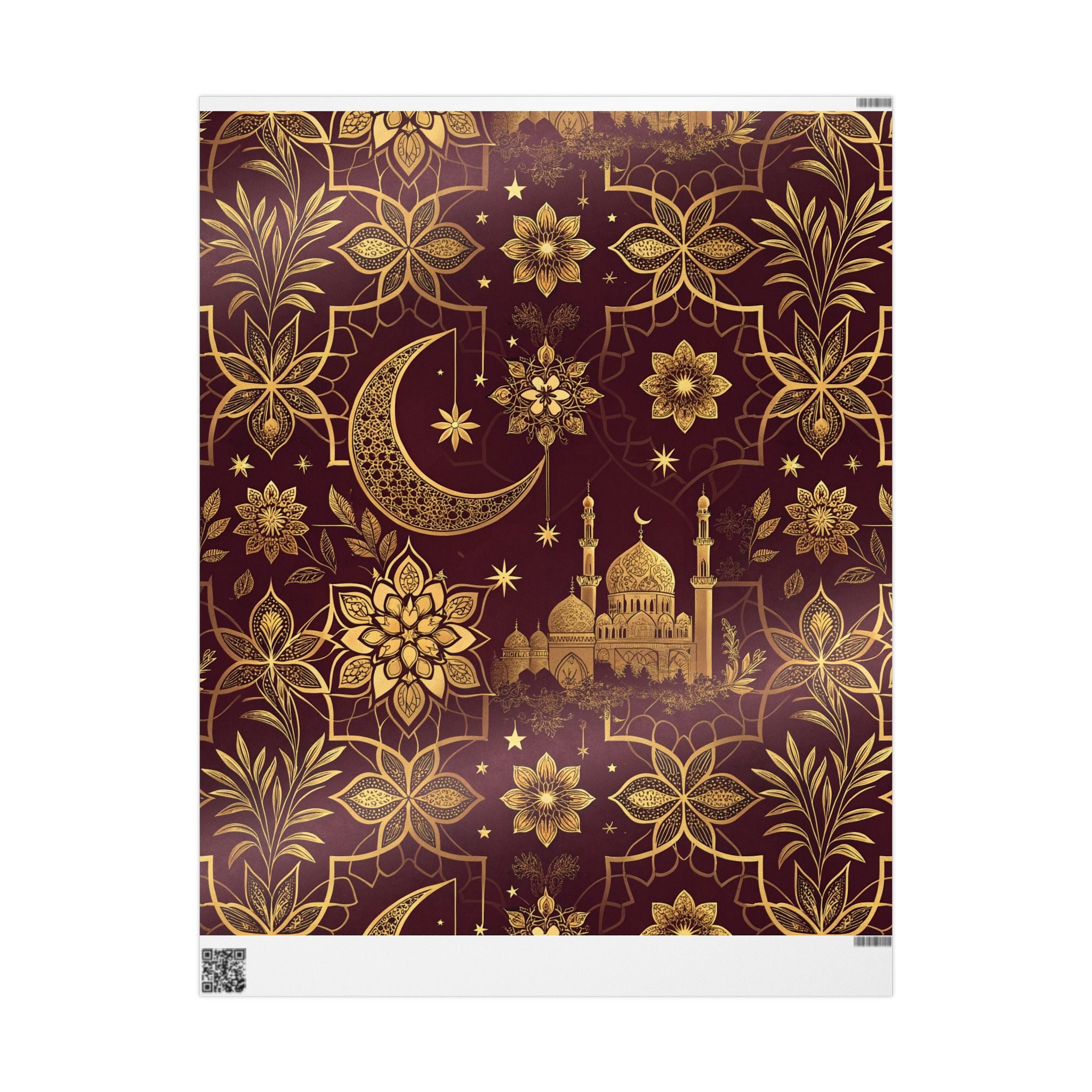 ramadan-night-wrapping-papers-islamic-crescent-moon-gift-wrap-mosque-silhouette-eid-holiday-supplies-festive-present-packagin