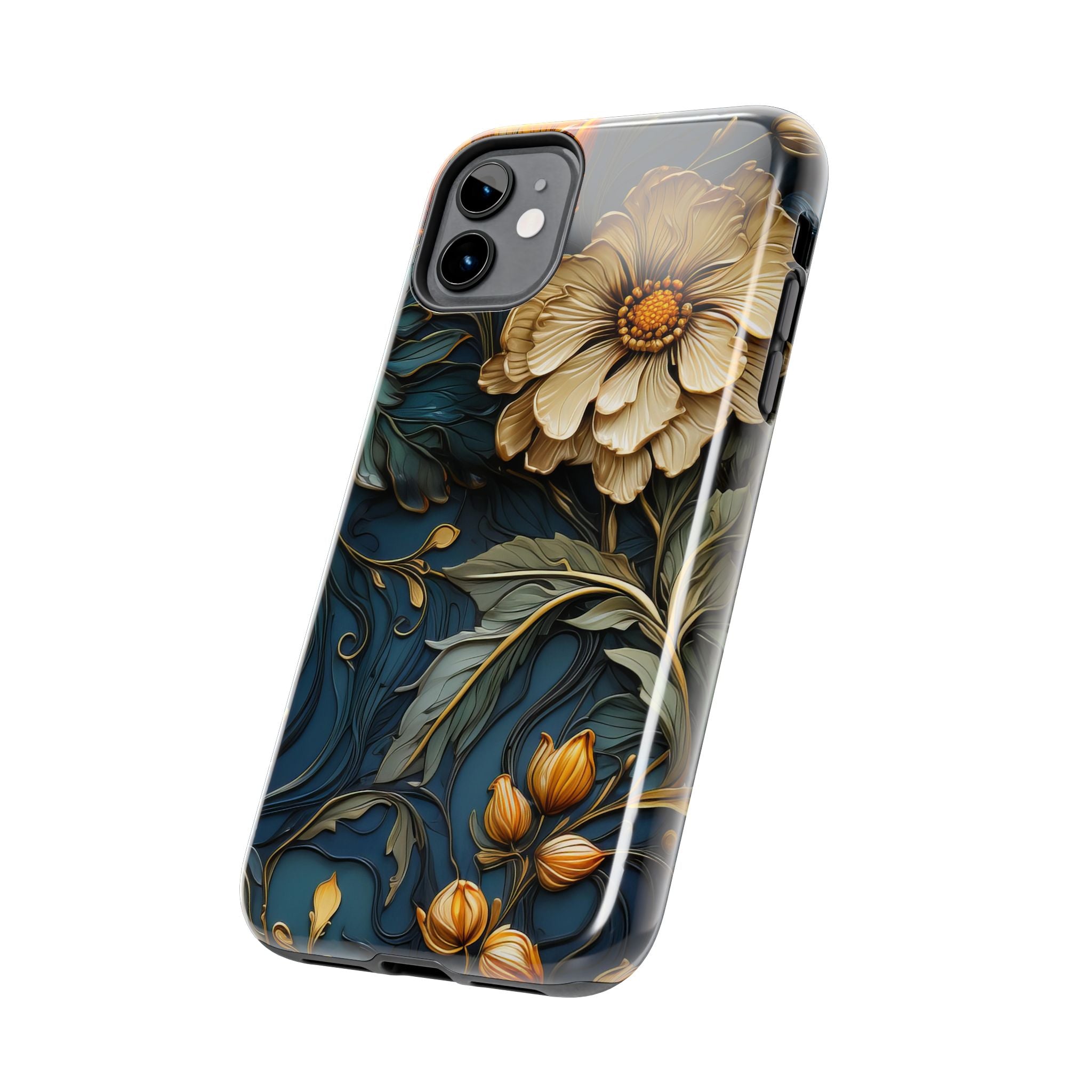 textured-art-nouveau-floral-tough-phone-case-cottagecore-iphone-case-unique-floral-phone-cover-vintage-style-iphone-case-prot
