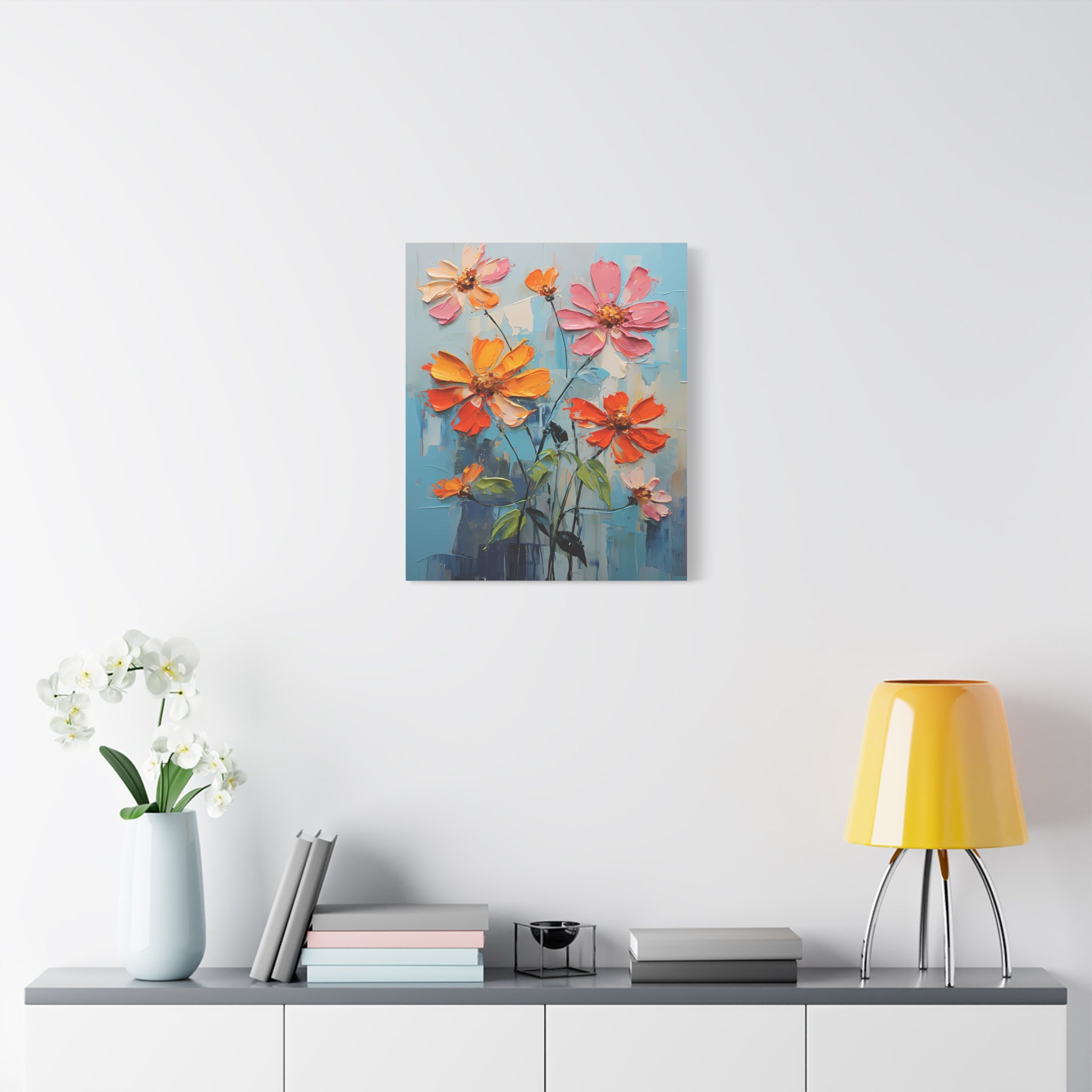 canvas-print-zinnia-flowers-impasto-matte-stretched-art-floral-wall-decor-botanical-artwork-impressionist-painting-reproducti