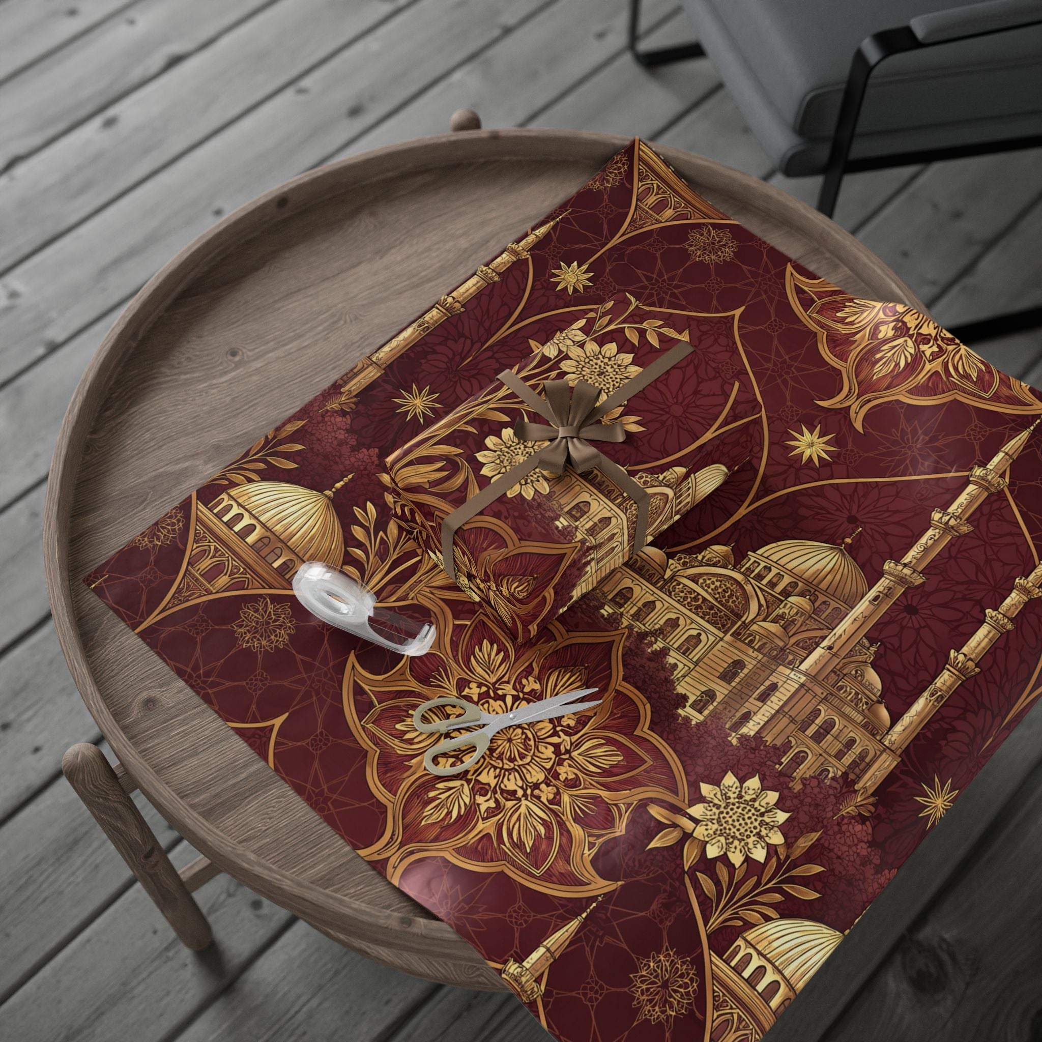 ramadan-night-wrapping-papers-islamic-crescent-moon-gift-wrap-mosque-silhouette-eid-holiday-supplies-festive-present-packagin