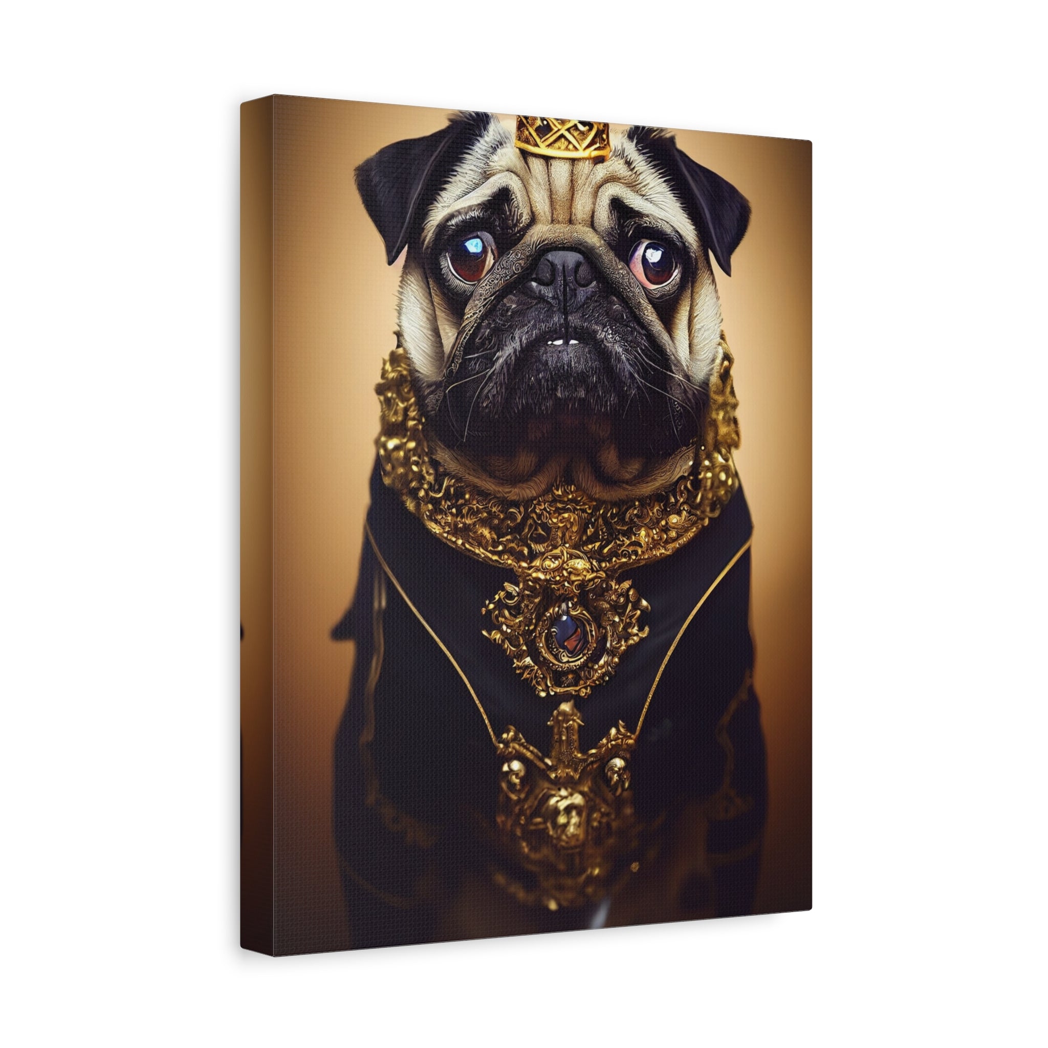 canvas-print-pug-crown-funny-jewelry-wall-art-decor-stretched-matte-canvas-home-living-room-decoration-dog-lover-gift-animal-