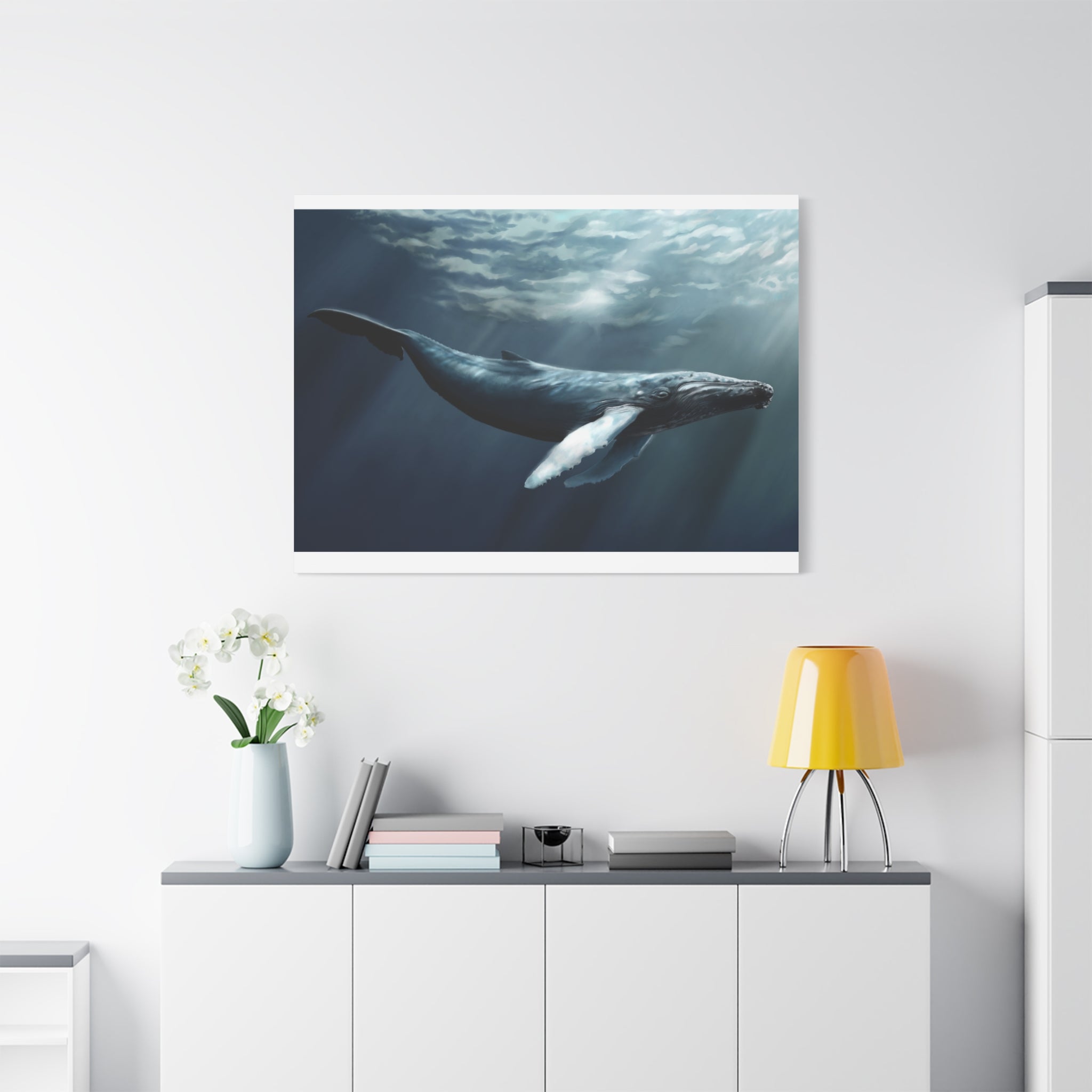 canvas-art-humpback-whale-wall-decor-matte-stretched-print-underwater-ocean-painting-nautical-home-decor-sea-life-artwork-wha