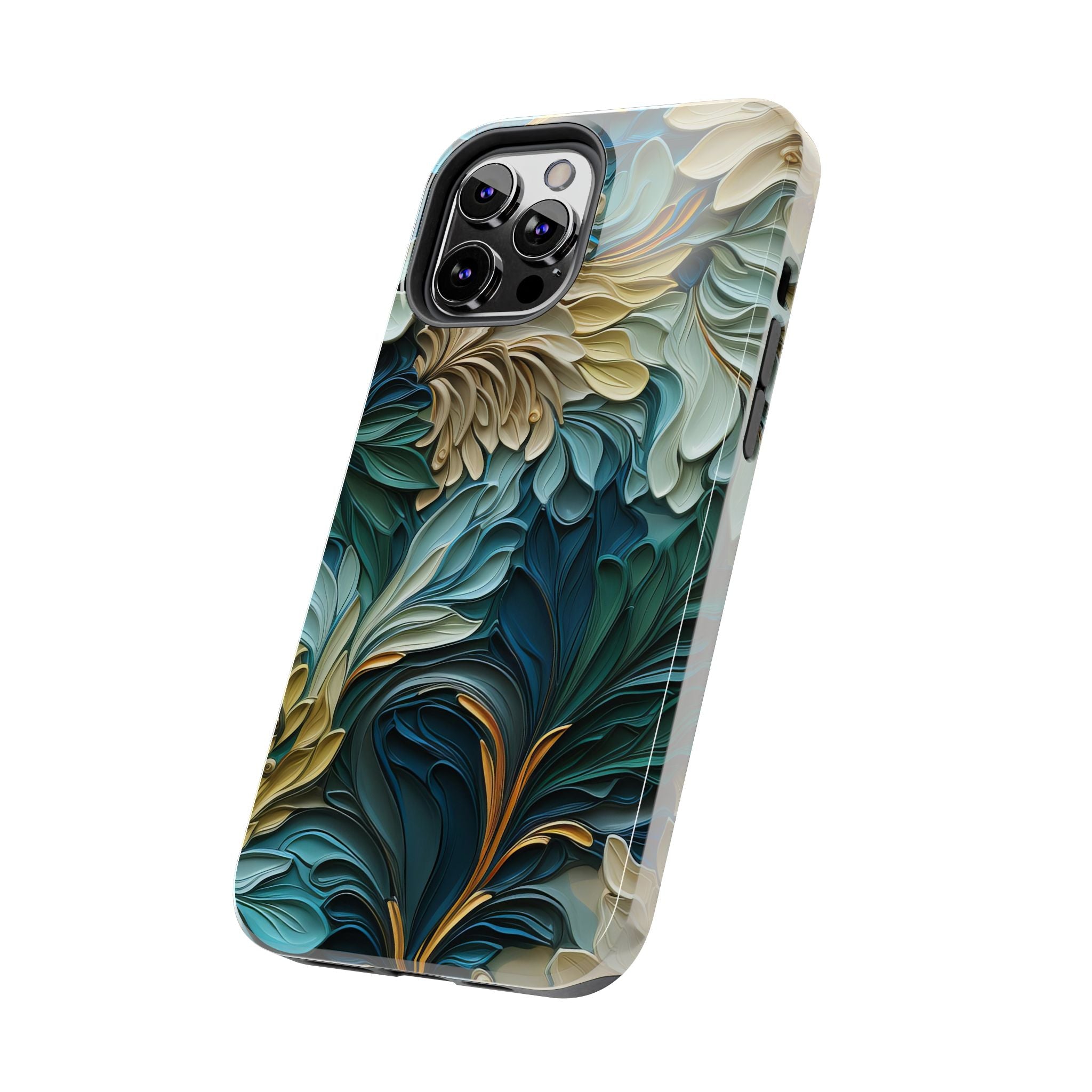 textured-art-nouveau-floral-tough-phone-case-cottagecore-iphone-case-unique-floral-phone-cover-vintage-style-iphone-case-prot
