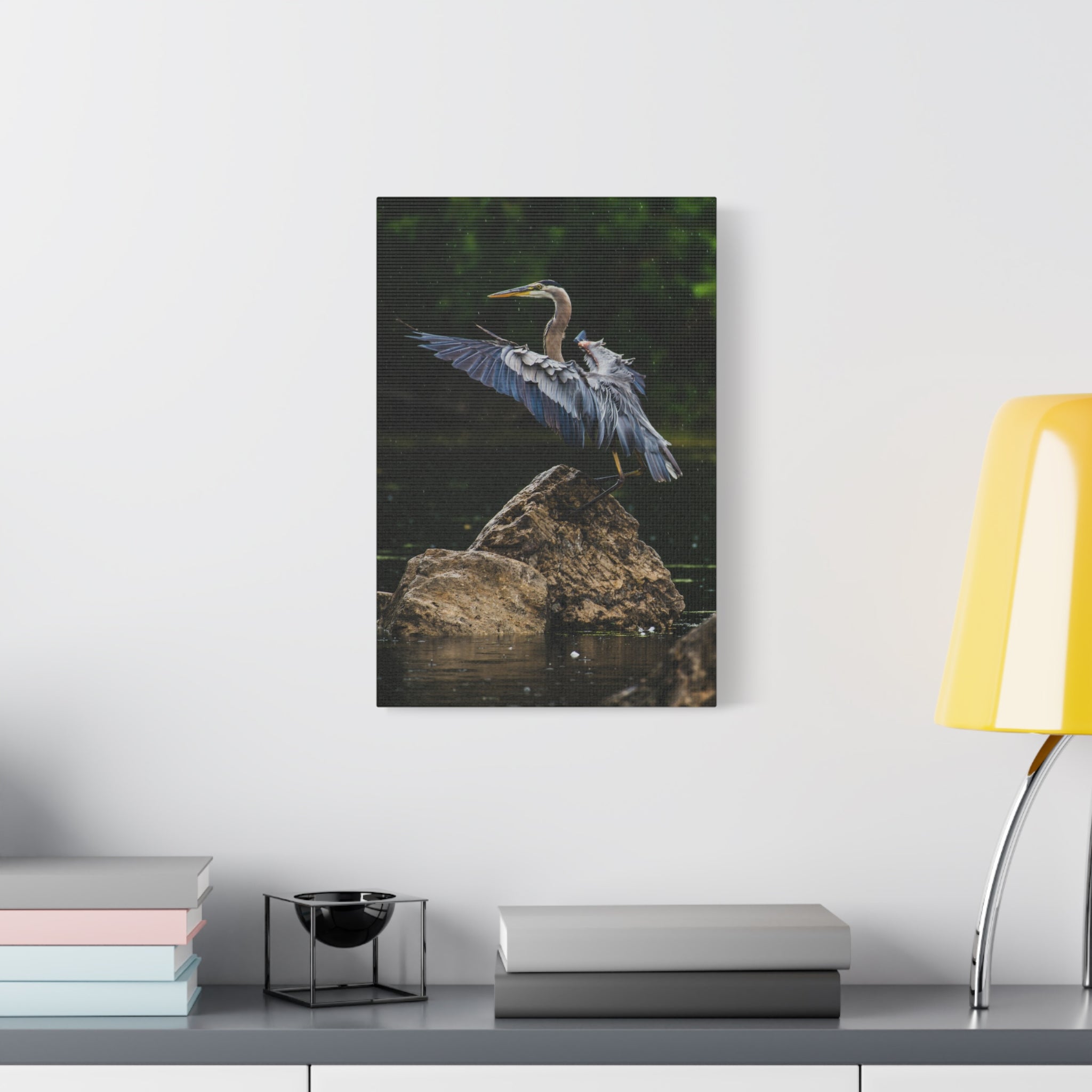 canvas-print-wall-art-great-blue-heron-matte-canvas-stretched-home-decor-bird-lover-gift-nature-wall-hanging-wildlife
