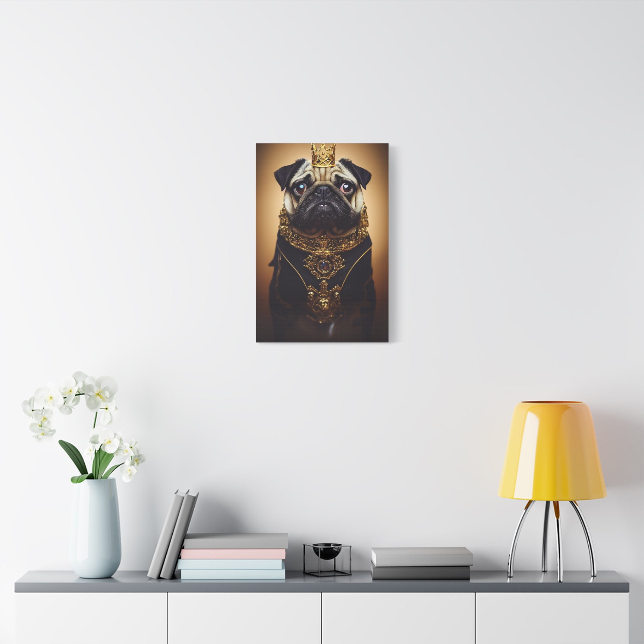 canvas-print-pug-crown-funny-jewelry-wall-art-decor-stretched-matte-canvas-home-living-room-decoration-dog-lover-gift-animal-