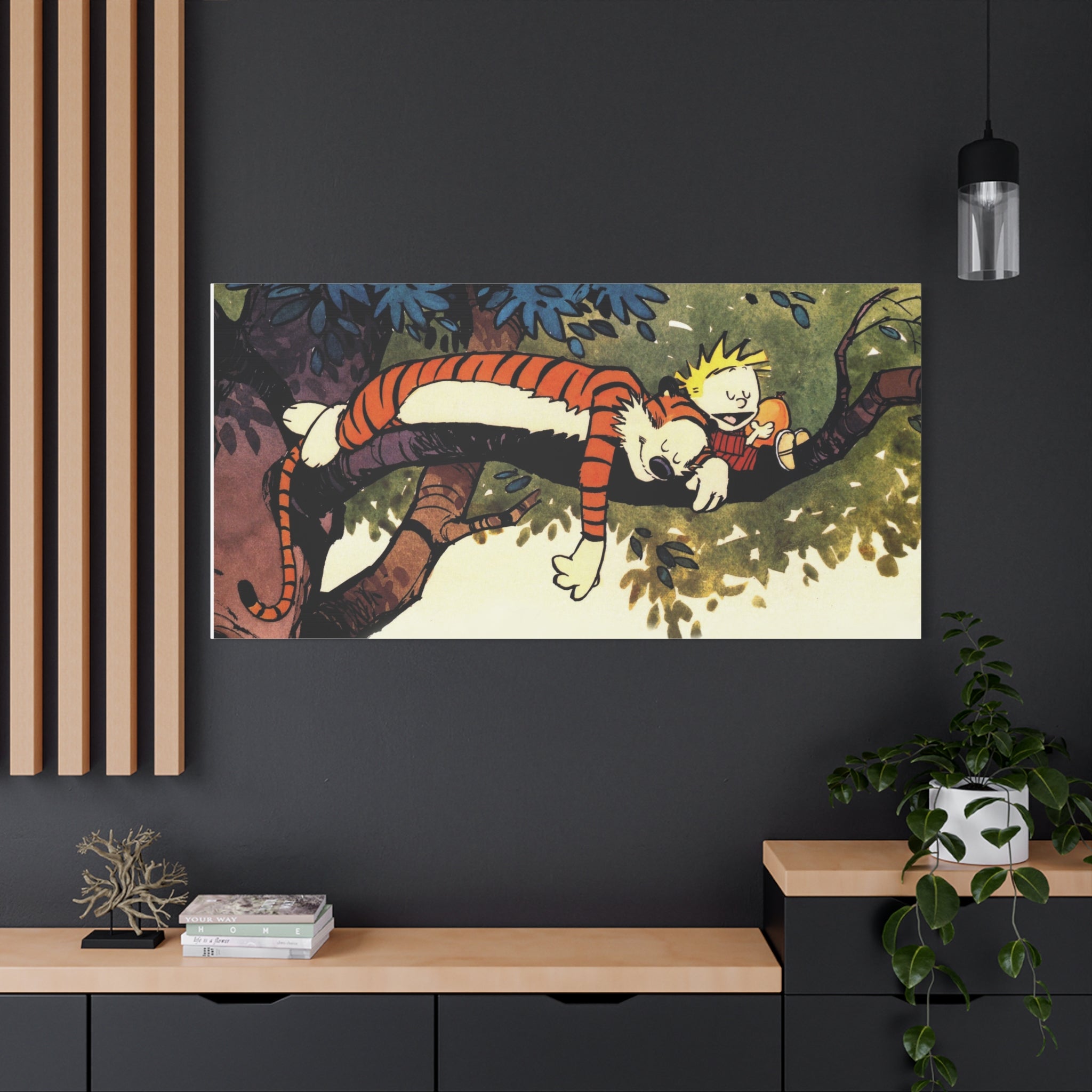 Calvin and Hobbes Canvas Wall Art - Nostalgic Comic Book Poster for Kids Room & Nursery Room Decor - Adventure Theme Print