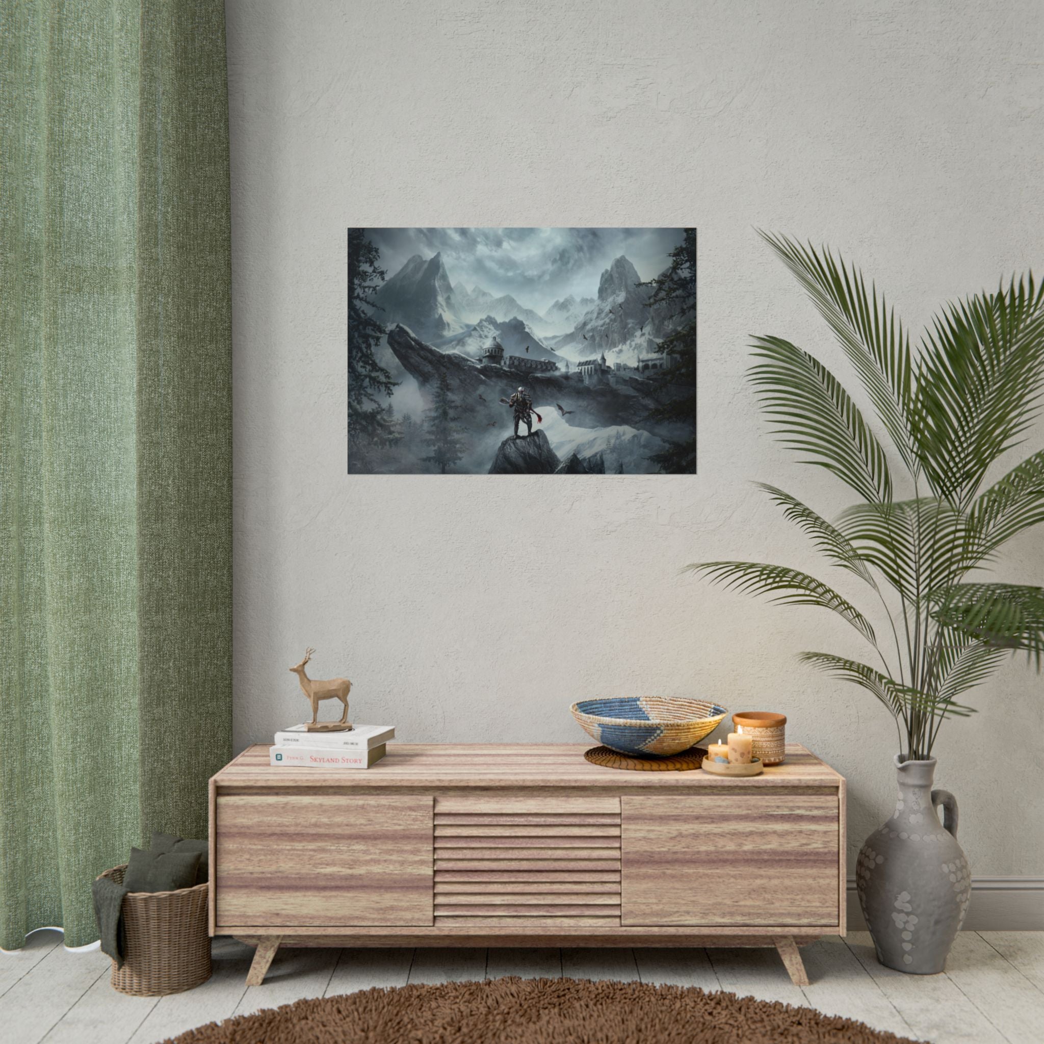 the-elder-scrolls-skyrim-poster-wall-art-dragon-game-poster-print-room-decor-viking-warrior-gaming-wall-art-sk