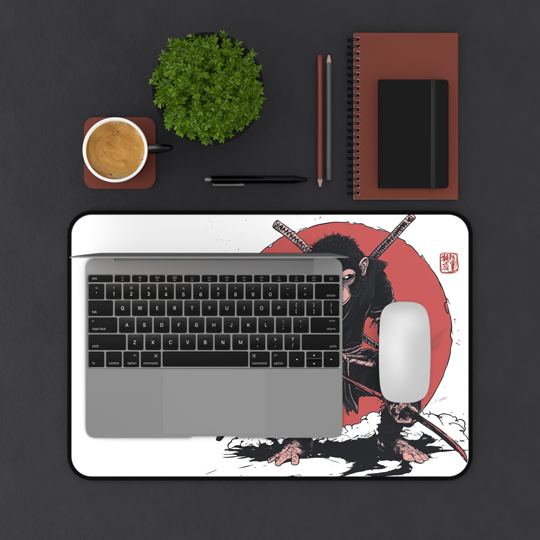 ninja-monkey-mouse-pad-desk-pad-japanese-samurai-design-ninja-warrior-desk-mat-xlarge-mouse-pad