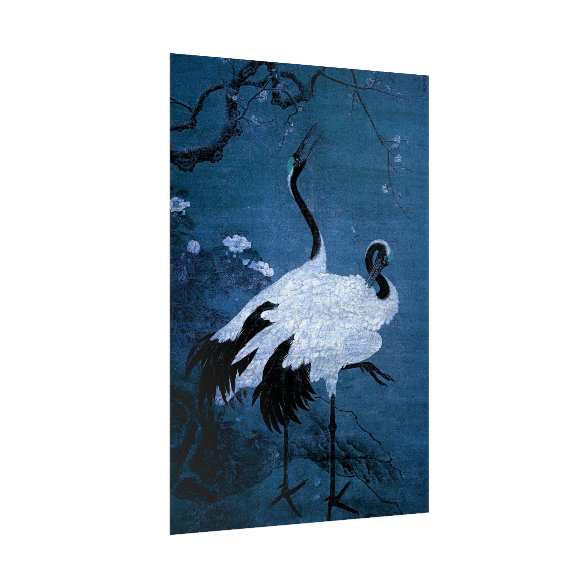 snow-plum-twin-cranes-painting-poster-wall-art-home-decor-nature-print-japanese-art-gift-cranes-wall-decor-cranes-poster-prin