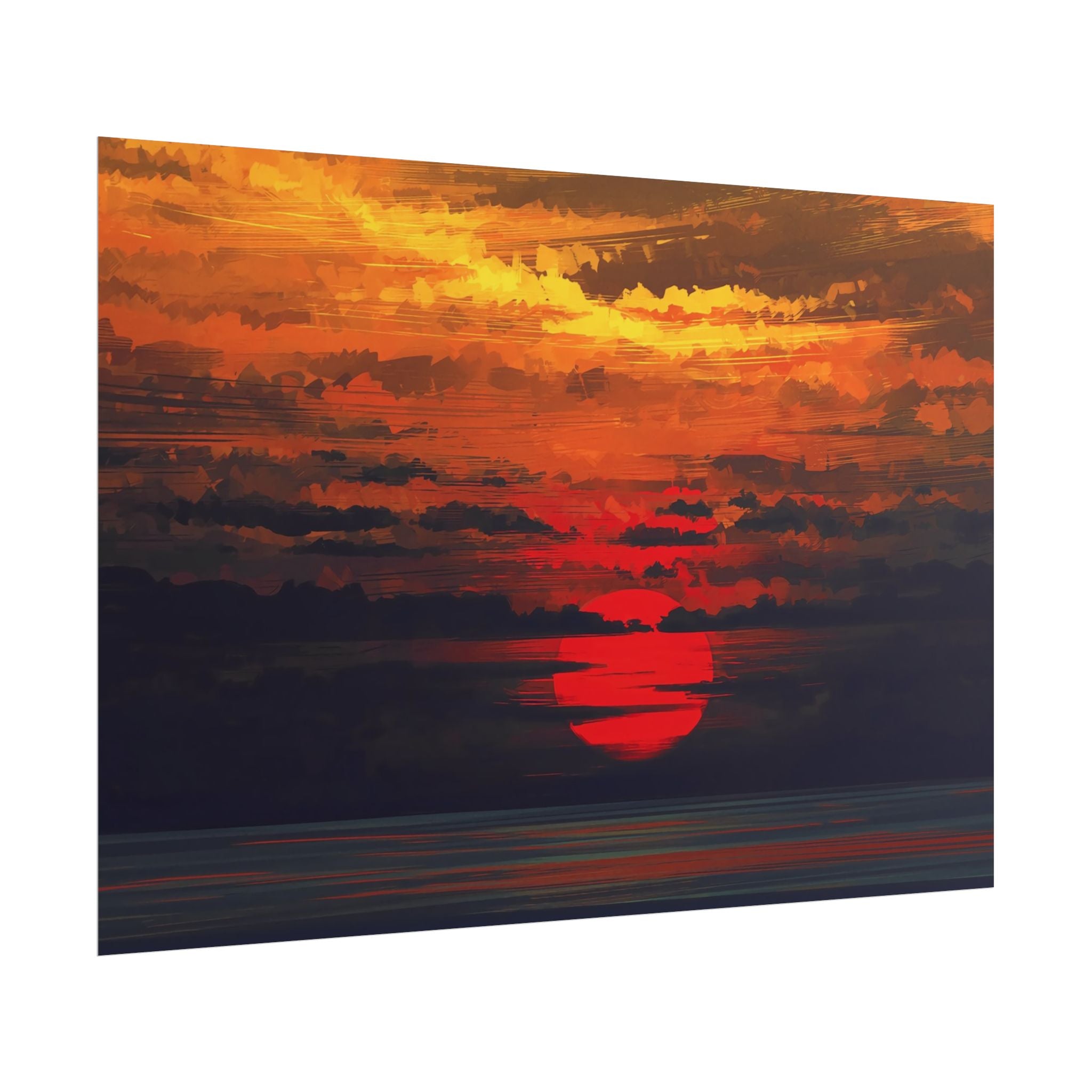 red-sunset-landscape-poster-print-cozy-home-decor-living-room-decor-farm-house-wall-decor-house-warming-gift